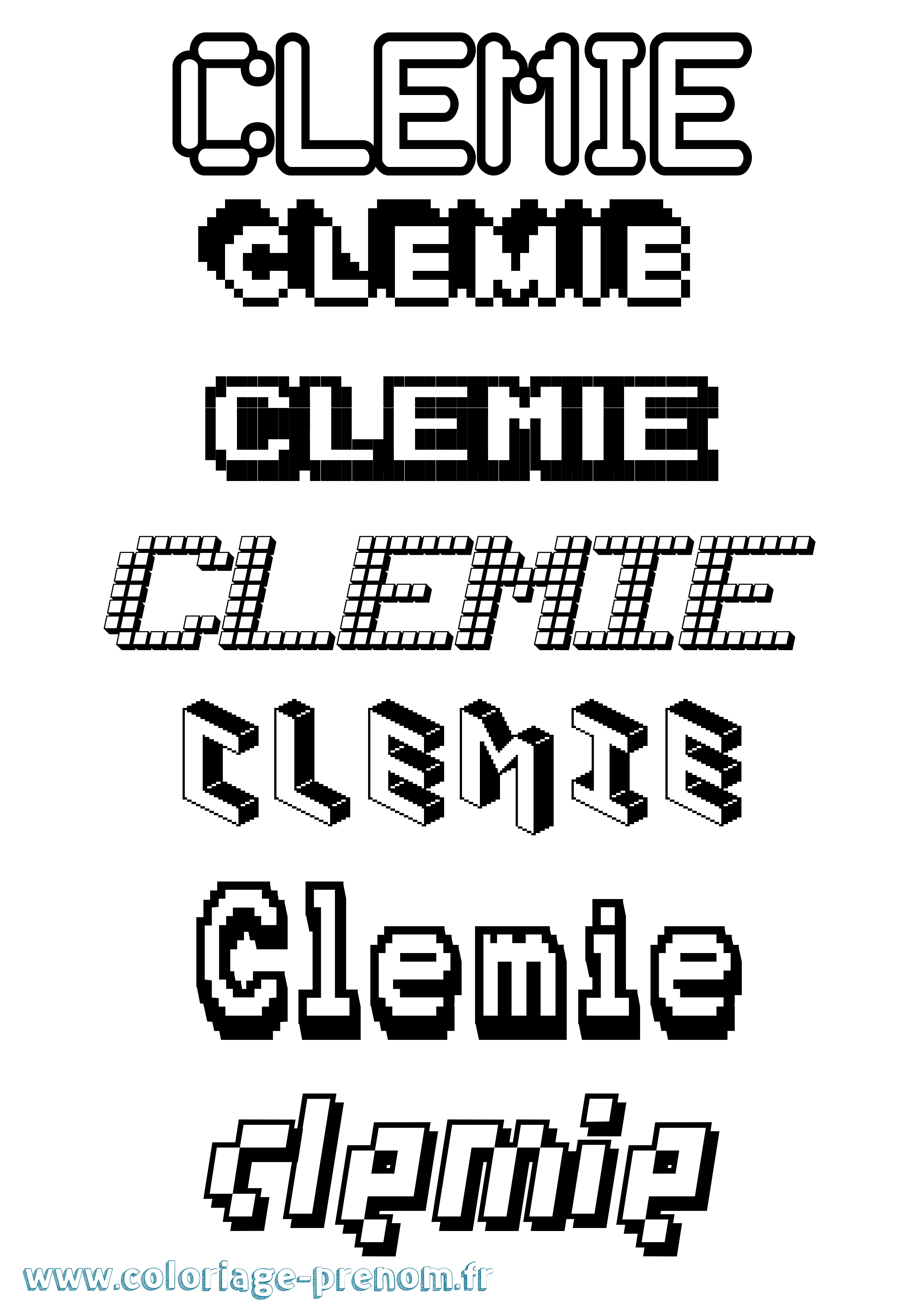 Coloriage Clemie Pixel Coloriage prénom Clemie Pixel
