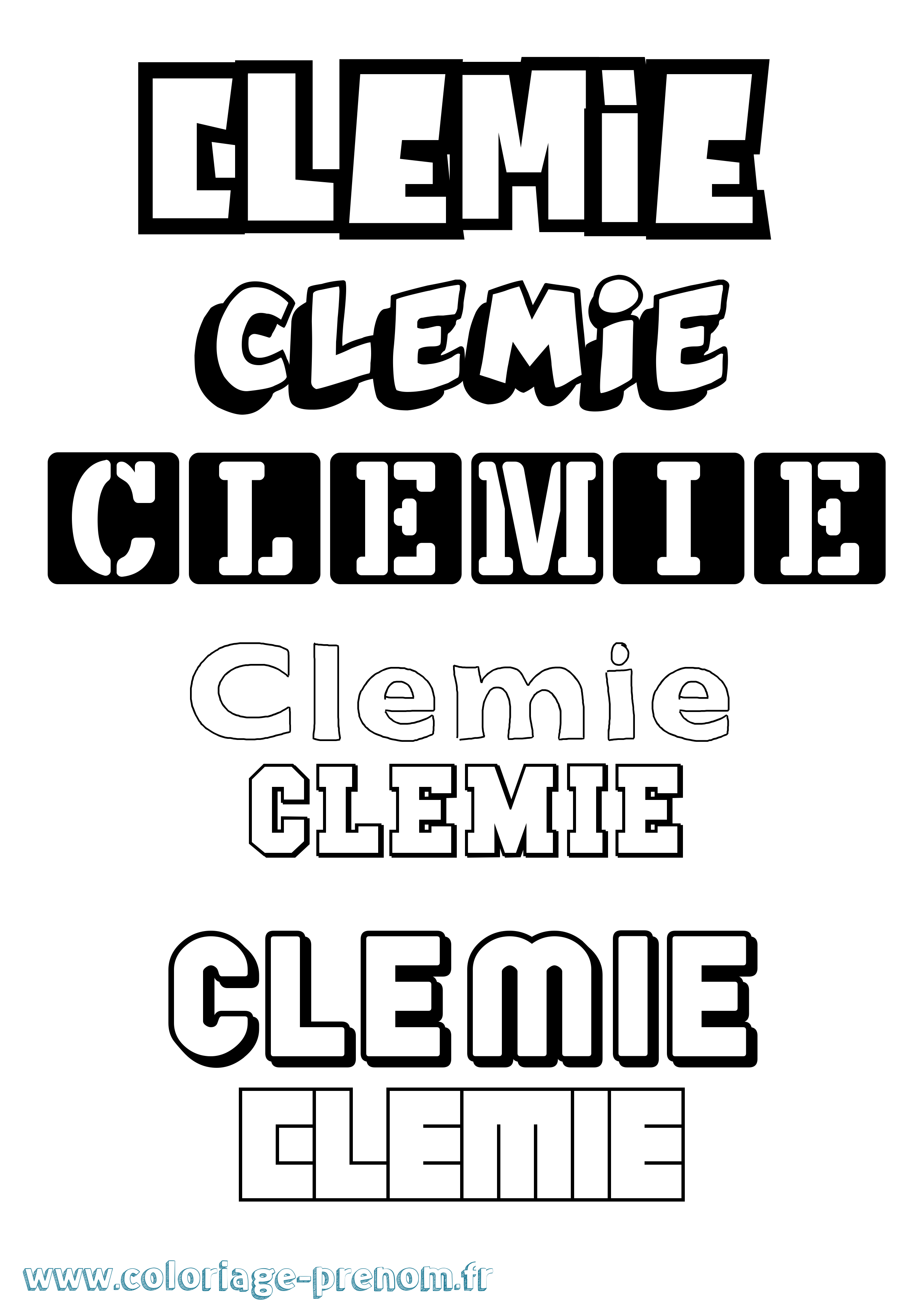Coloriage Clemie Simple Coloriage prénom Clemie Simple