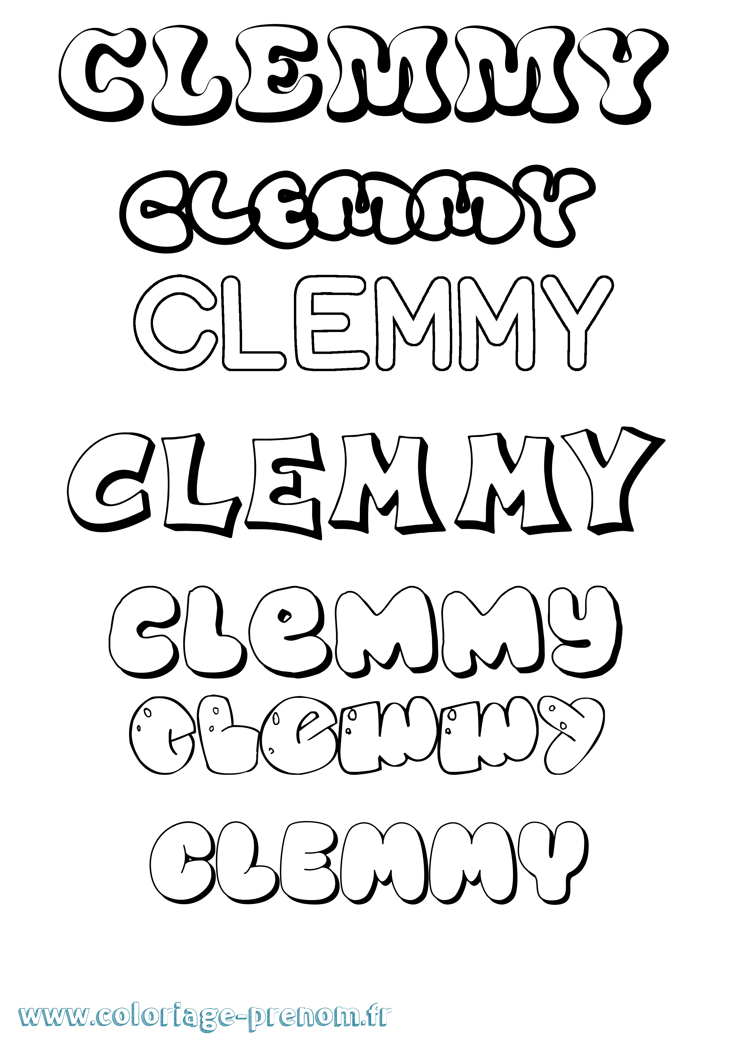 Coloriage Clemmy Bubble Coloriage prénom Clemmy Bubble