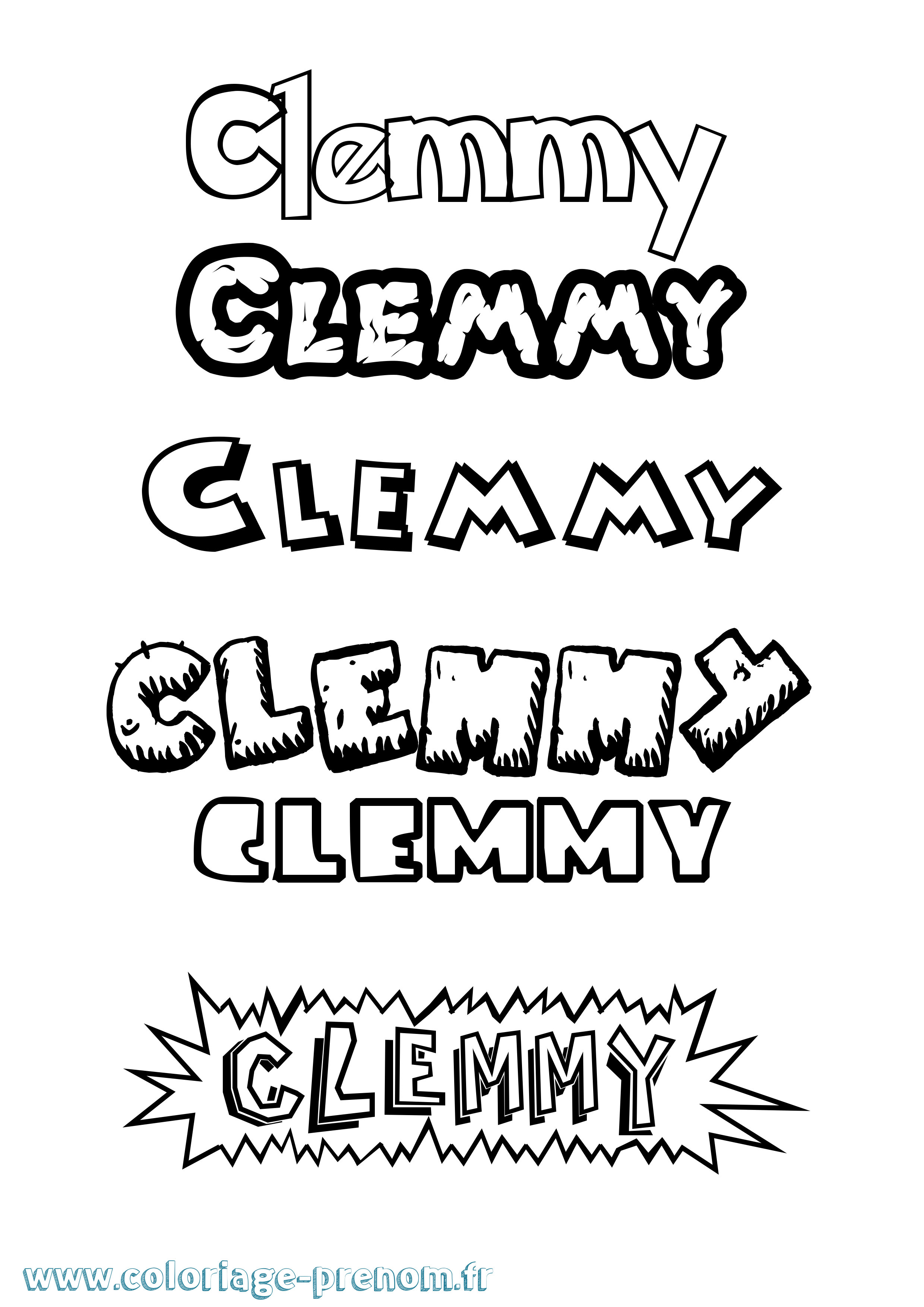 Coloriage Clemmy Dessin Animé Coloriage prénom Clemmy Dessin Animé