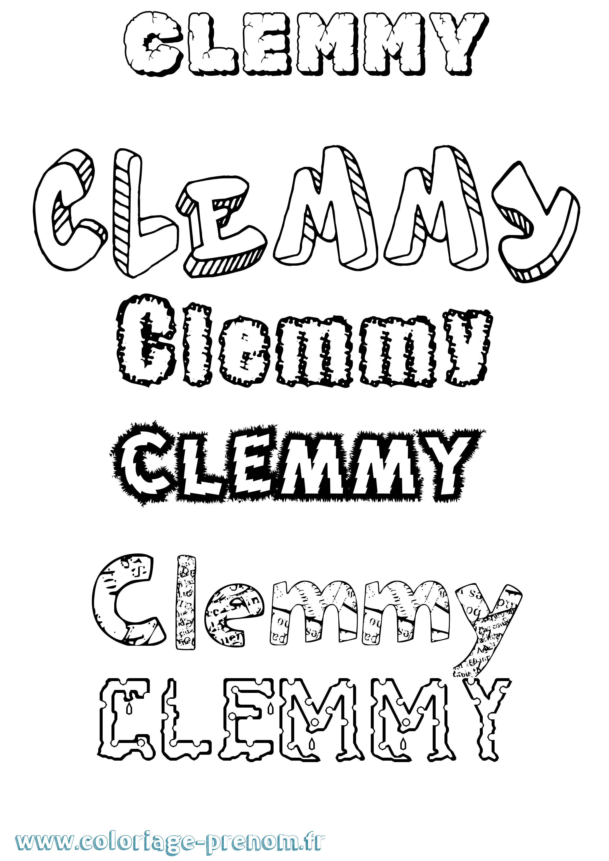 Coloriage Clemmy Destructuré Coloriage prénom Clemmy Destructuré