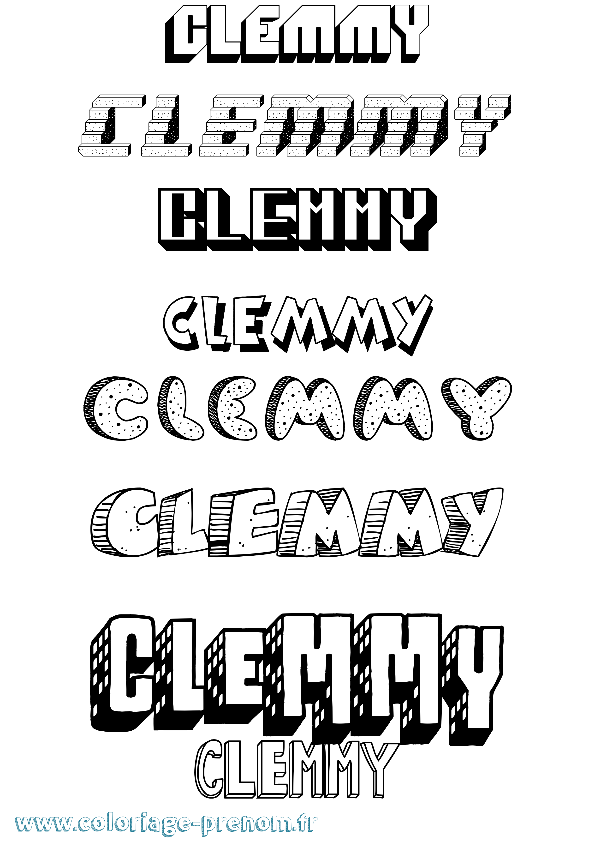Coloriage Clemmy Effet 3D Coloriage prénom Clemmy Effet 3D