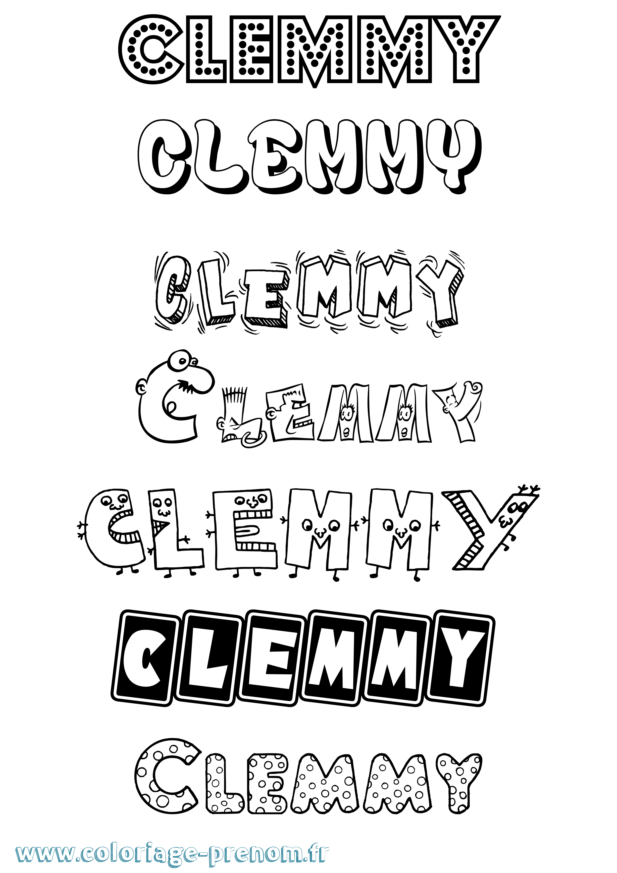 Coloriage Clemmy Fun Coloriage prénom Clemmy Fun