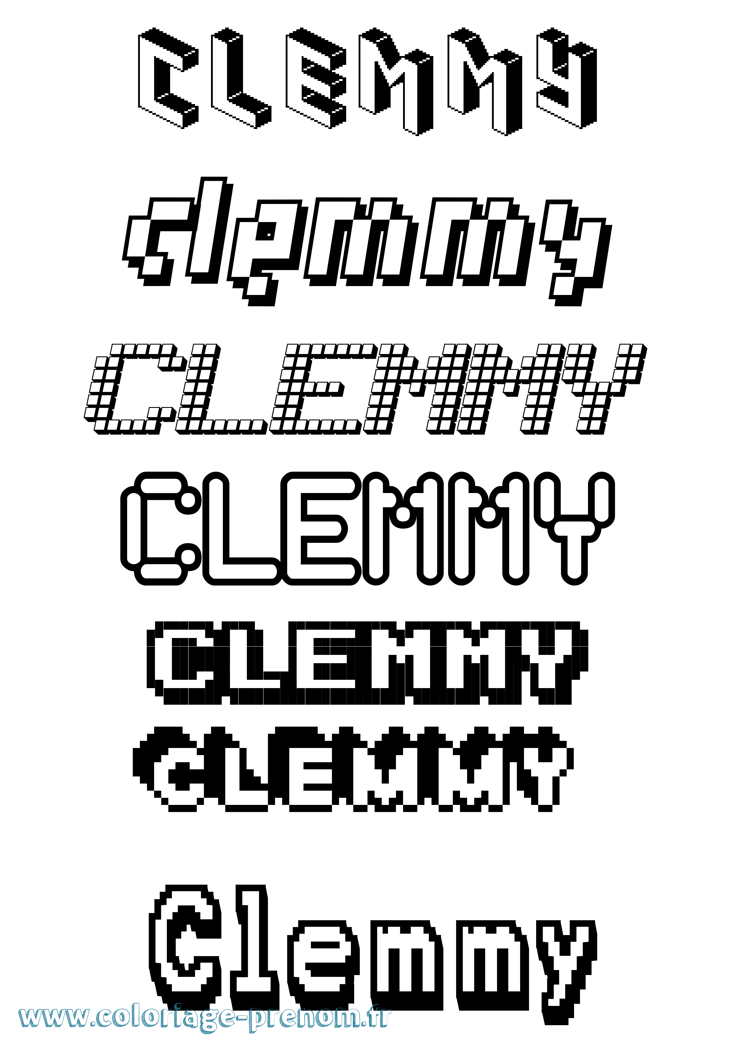 Coloriage Clemmy Pixel Coloriage prénom Clemmy Pixel
