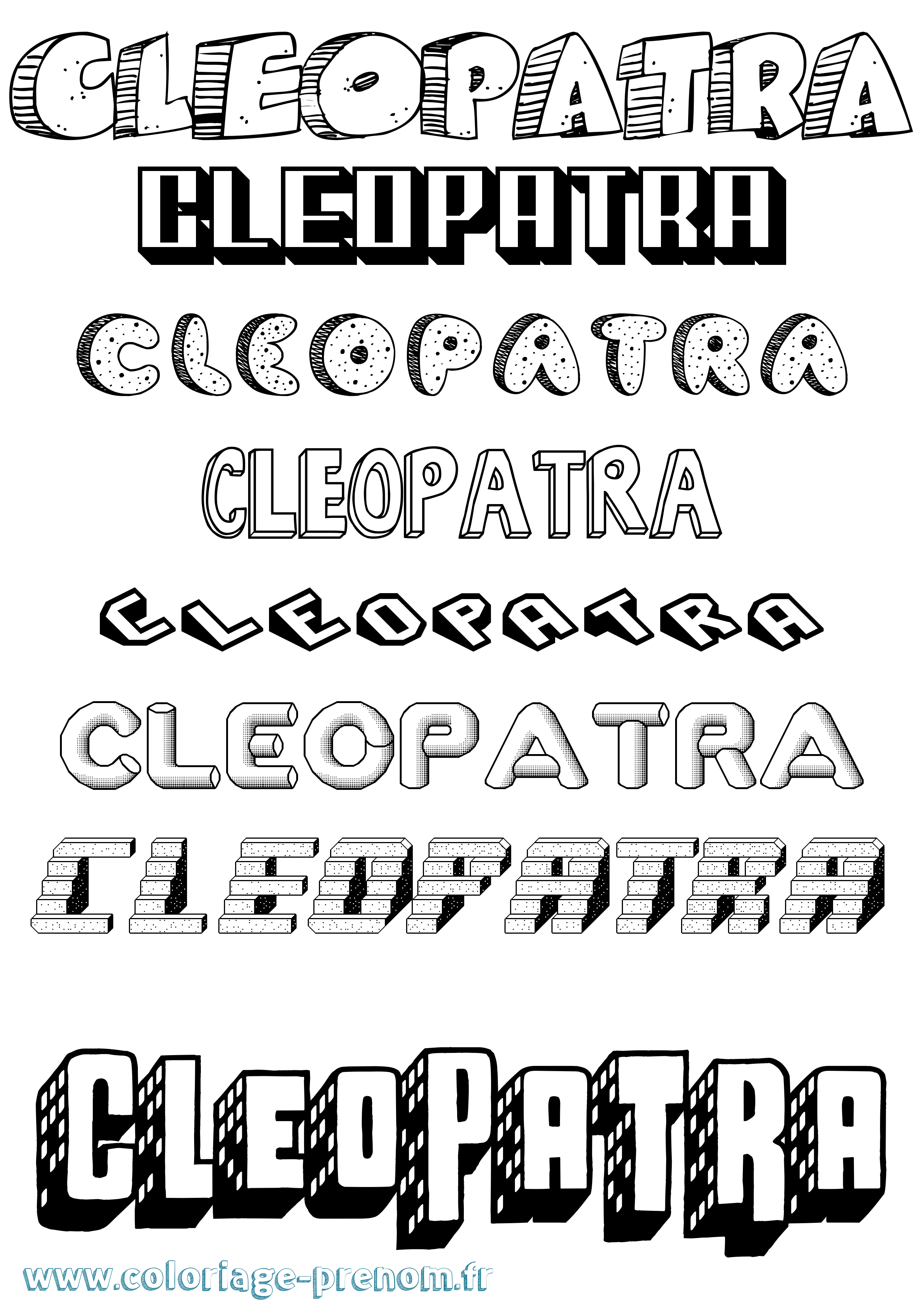 Coloriage Cleopatra Effet 3D Coloriage prénom Cleopatra Effet 3D