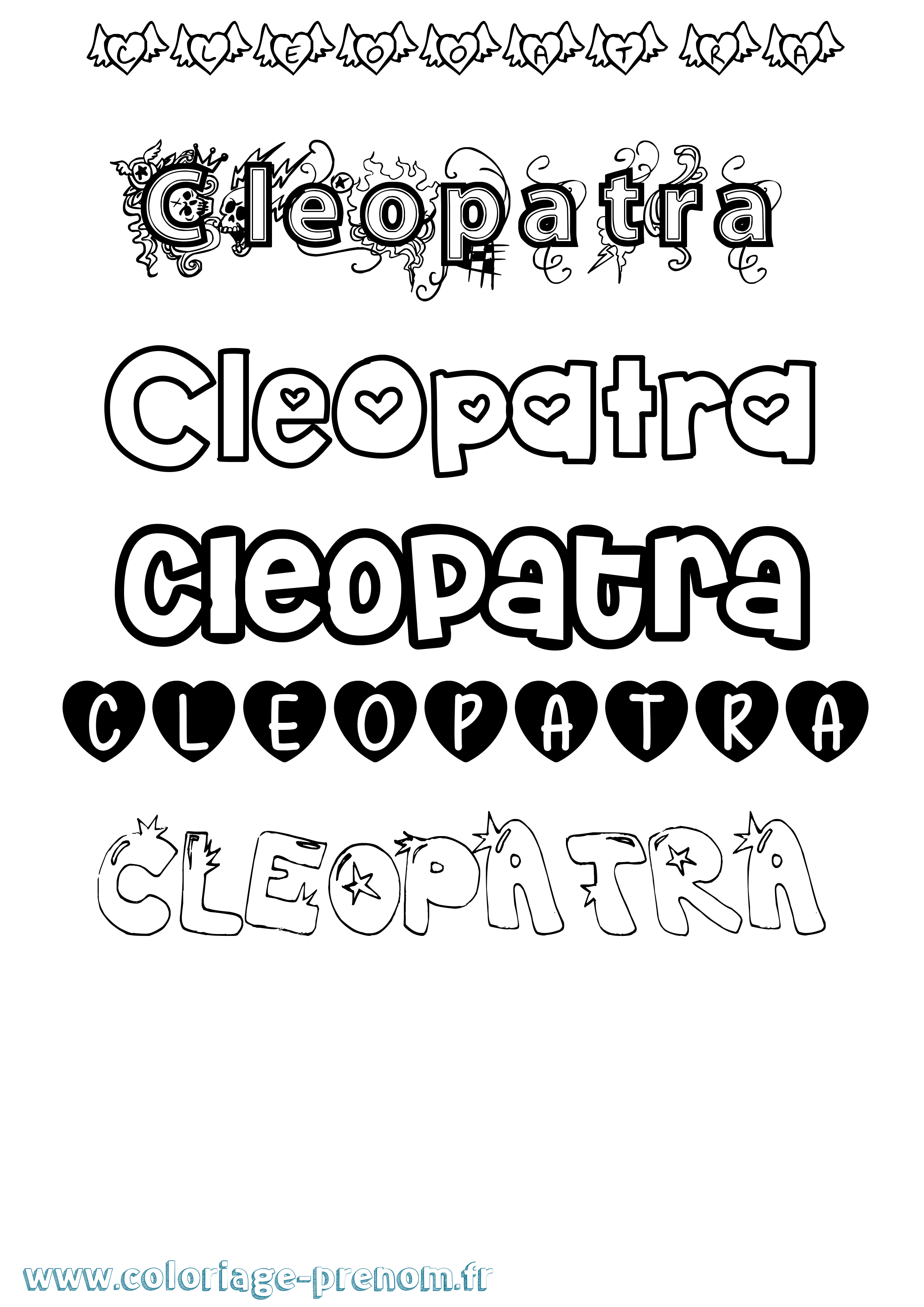 Coloriage Cleopatra Girly Coloriage prénom Cleopatra Girly