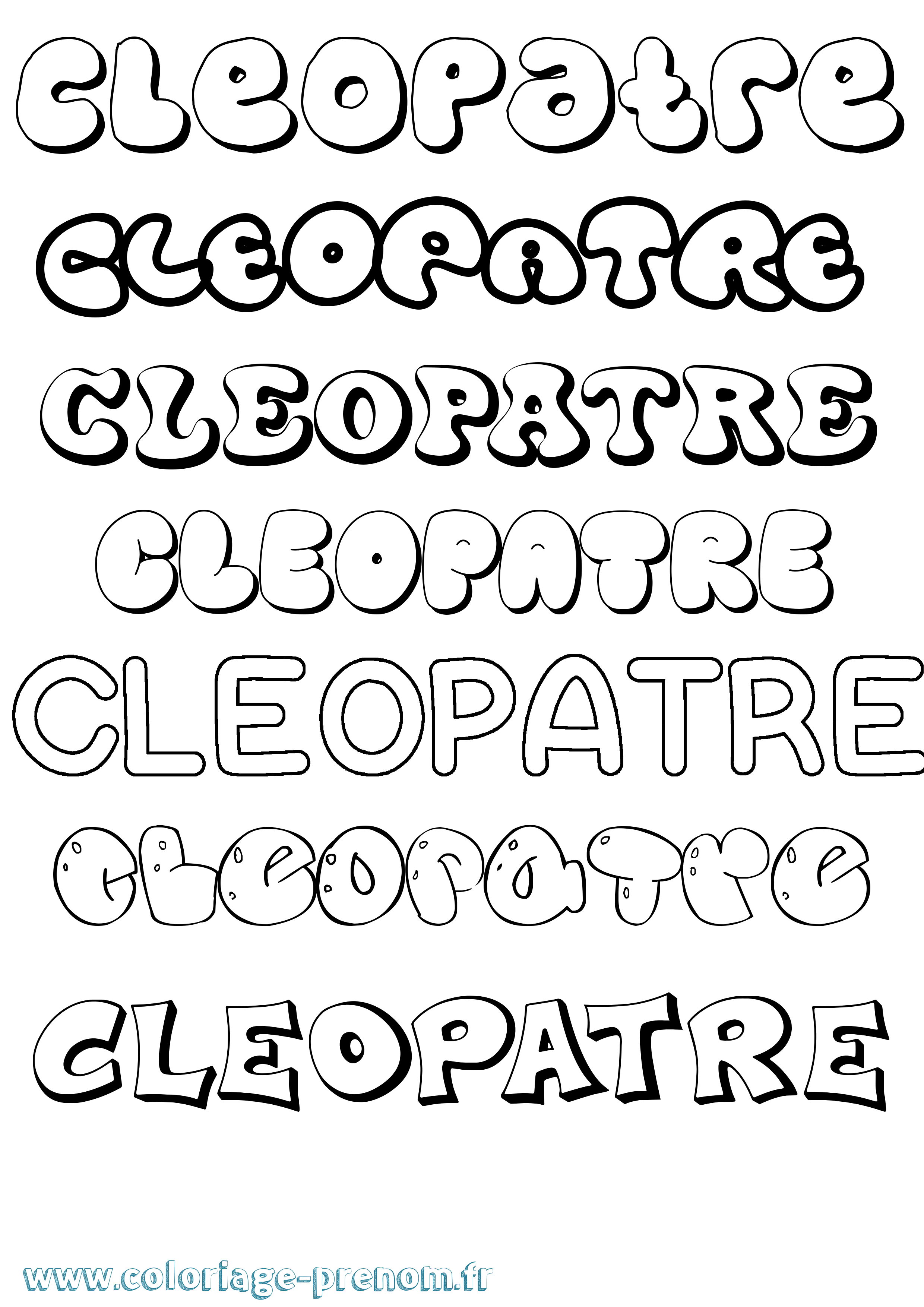 Coloriage Cleopatre Bubble Coloriage prénom Cleopatre Bubble