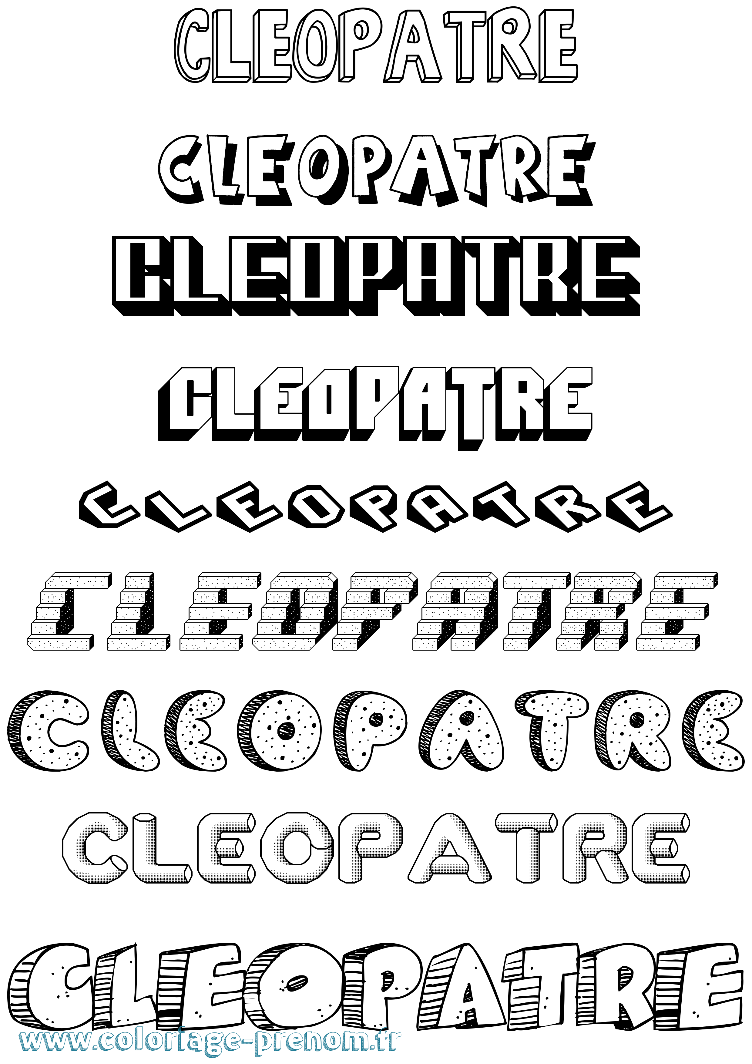Coloriage Cleopatre Effet 3D Coloriage prénom Cleopatre Effet 3D