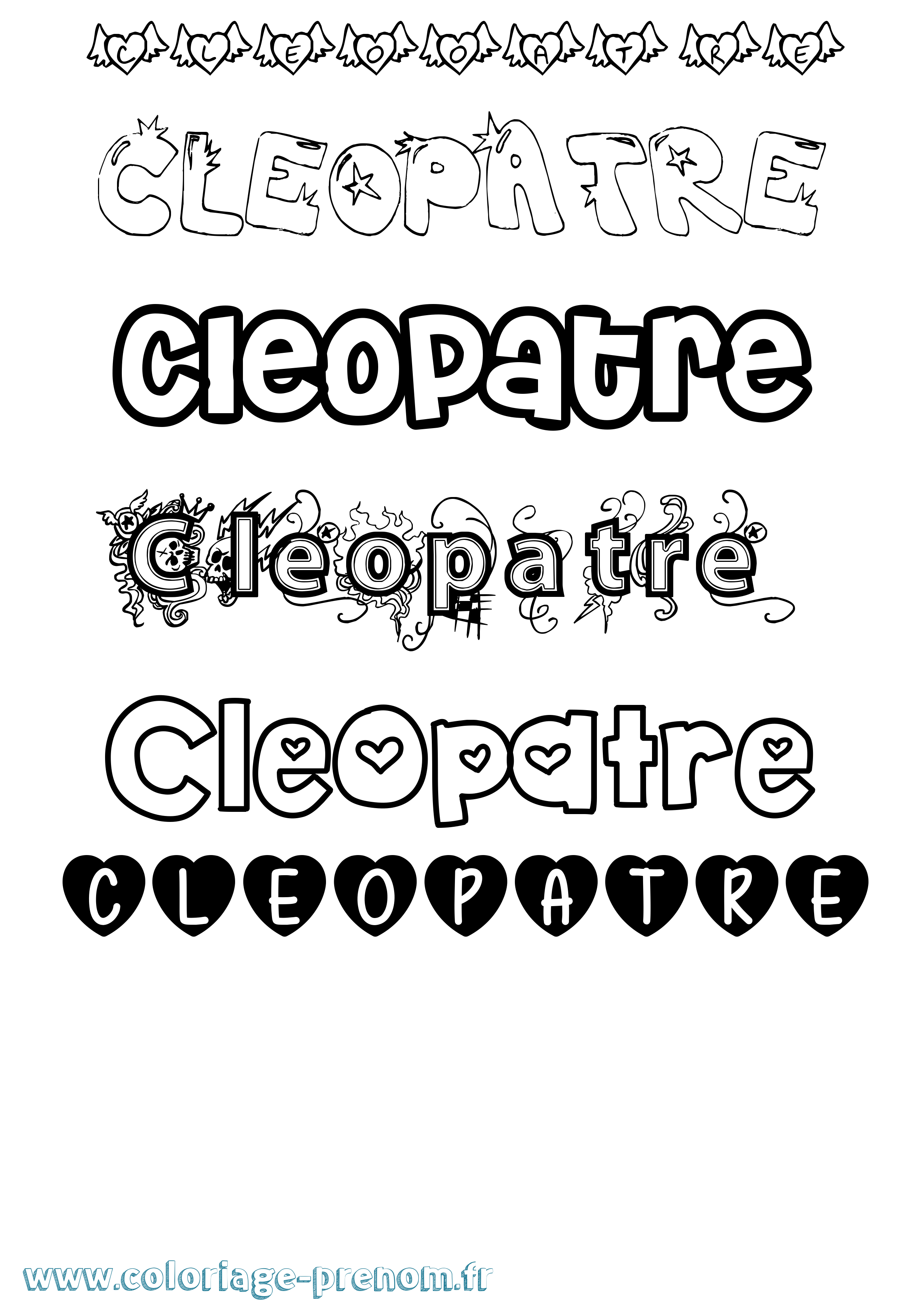 Coloriage Cleopatre Girly Coloriage prénom Cleopatre Girly