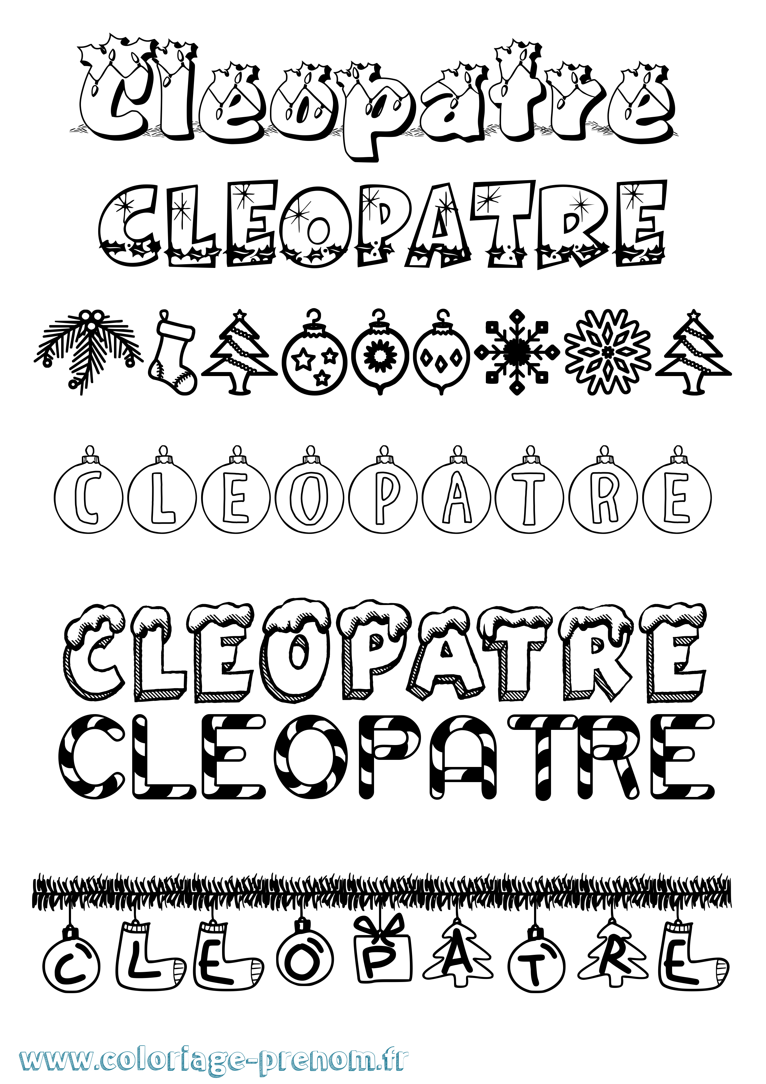 Coloriage Cleopatre Noël Coloriage prénom Cleopatre Noël