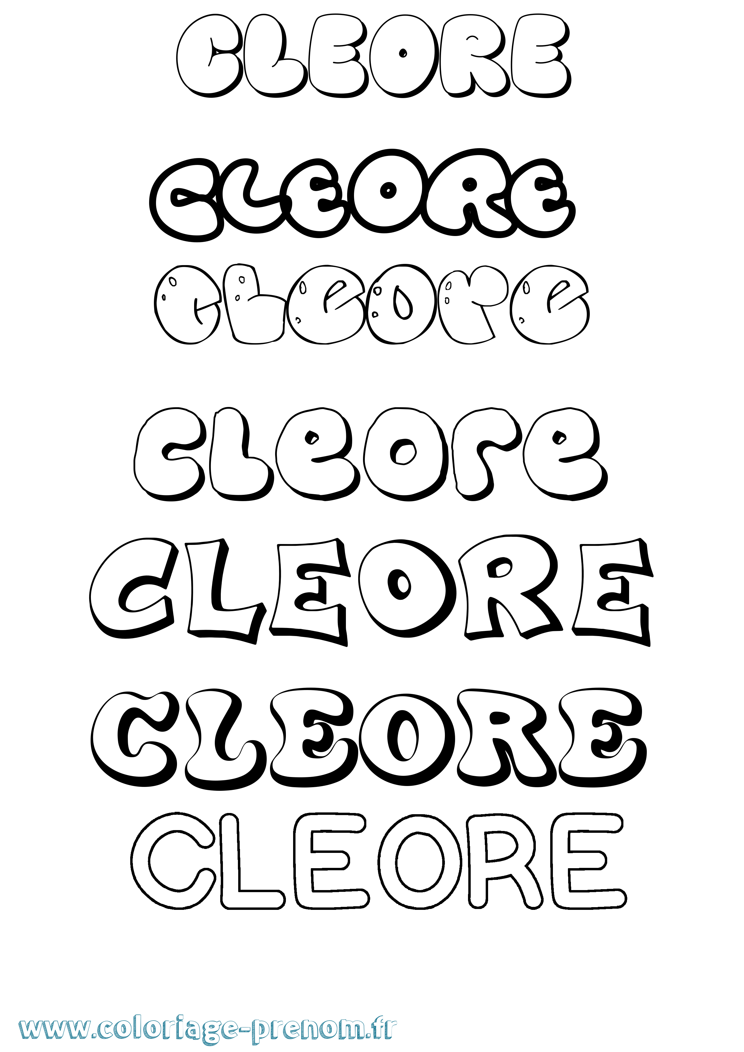 Coloriage Cleore Bubble Coloriage prénom Cleore Bubble