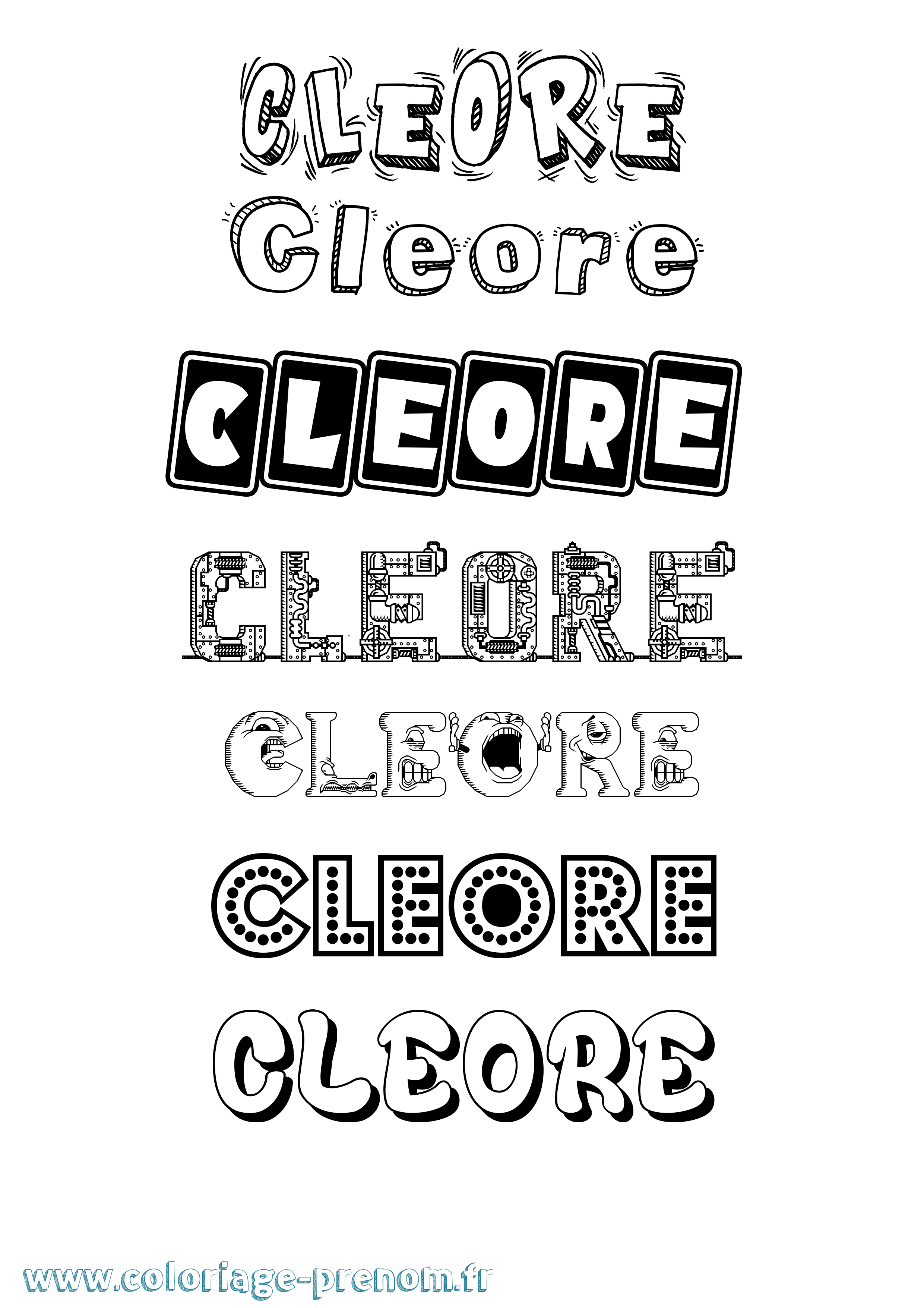 Coloriage Cleore Fun Coloriage prénom Cleore Fun