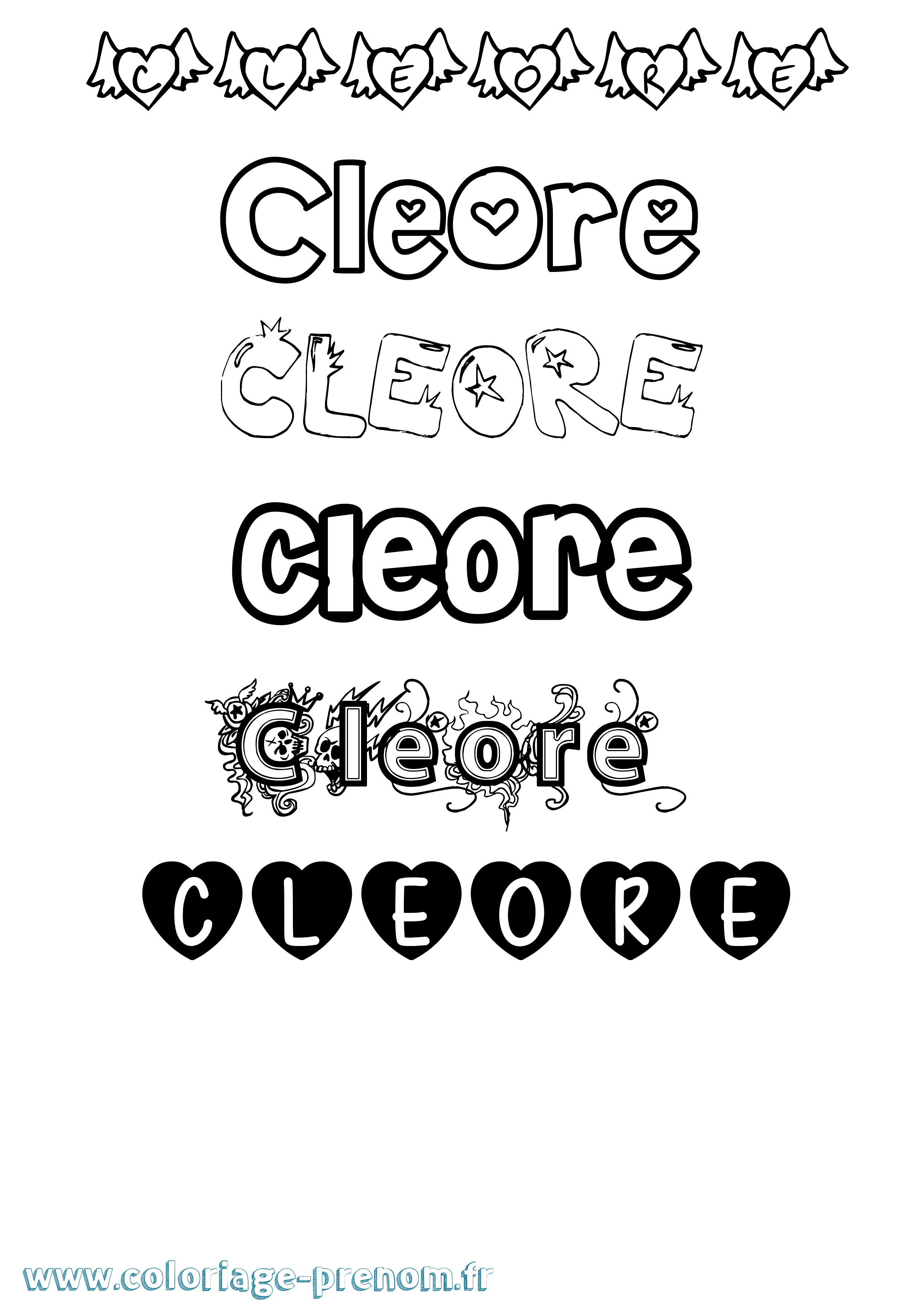 Coloriage Cleore Girly Coloriage prénom Cleore Girly
