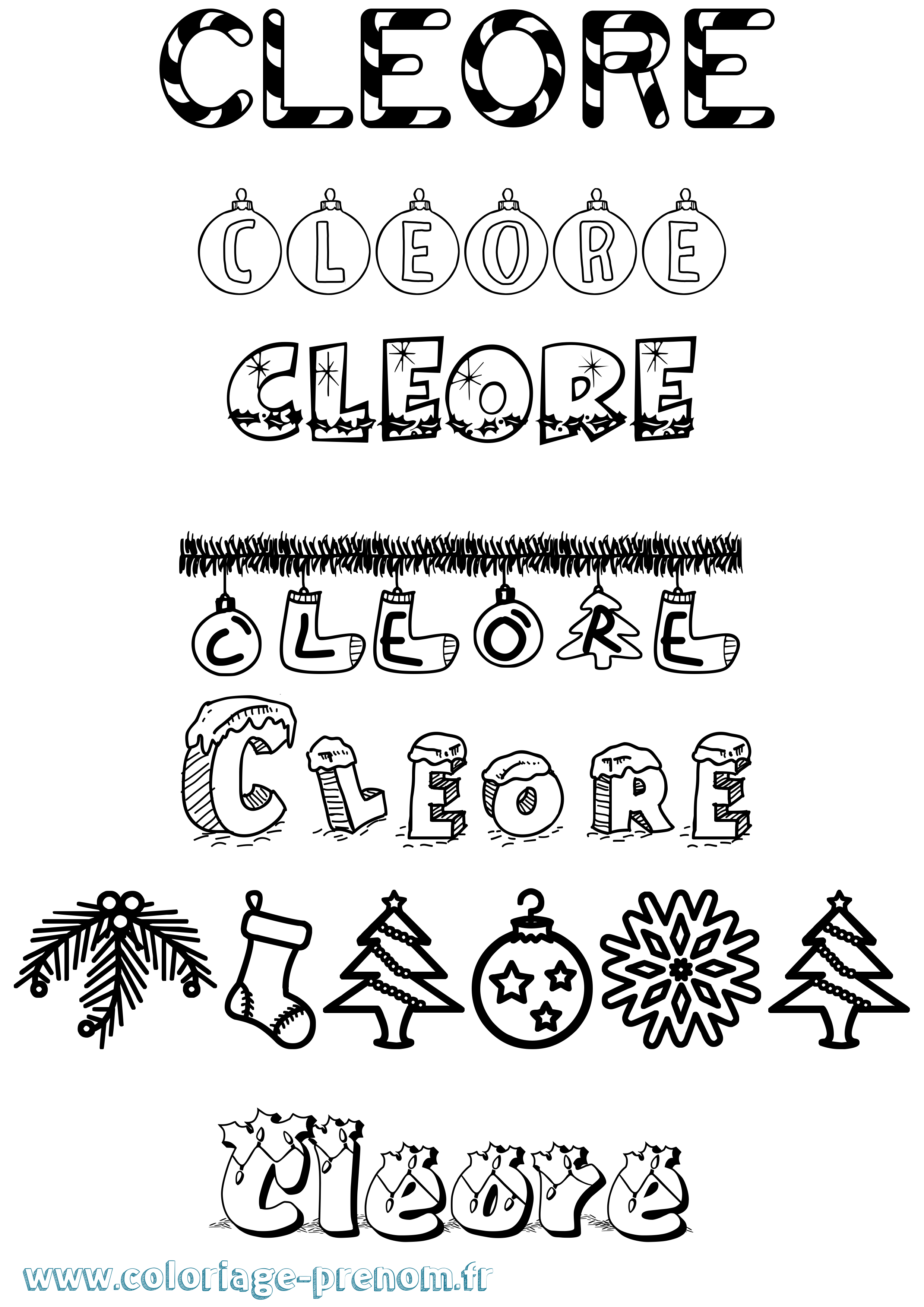 Coloriage Cleore Noël Coloriage prénom Cleore Noël