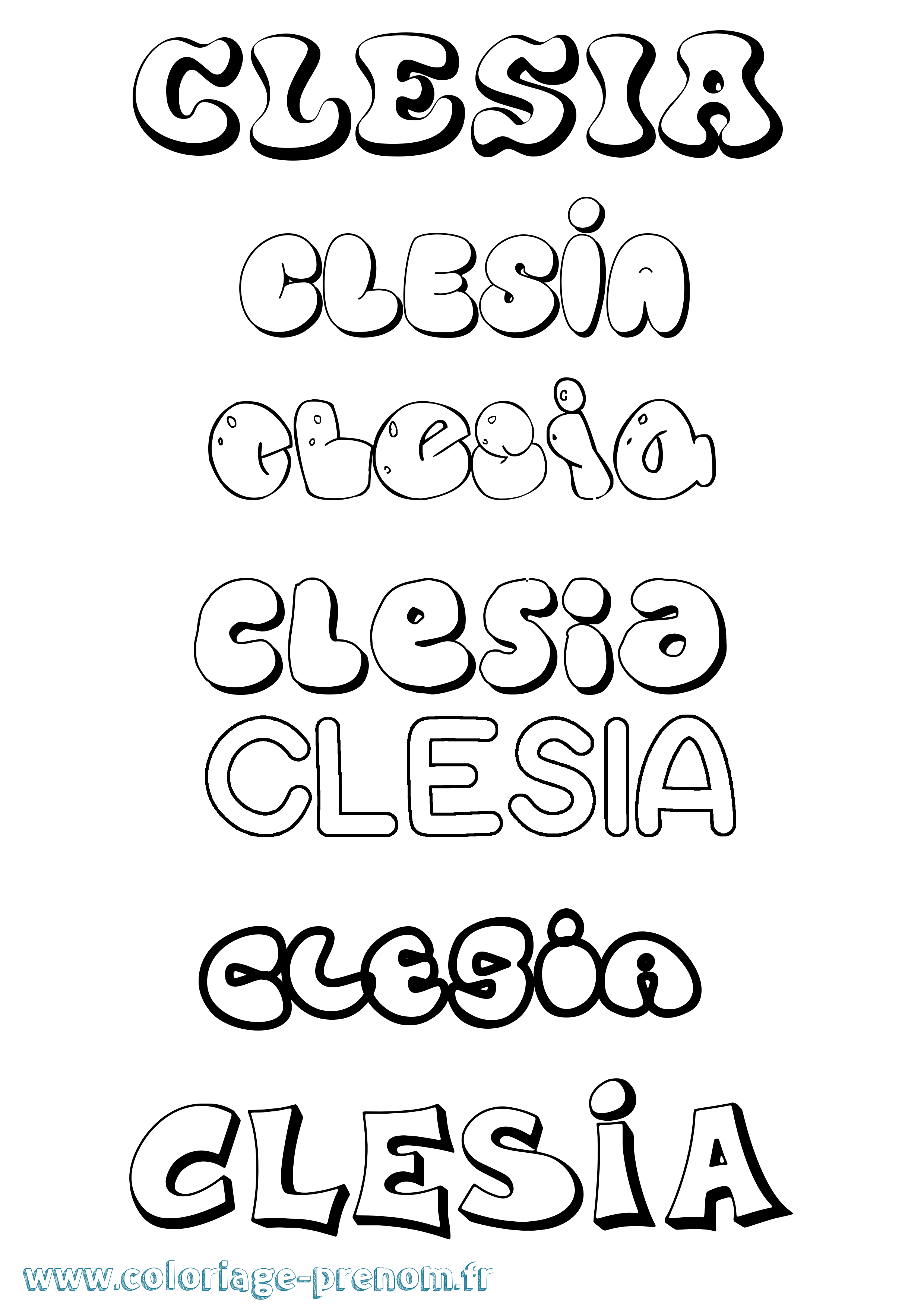 Coloriage Clesia Bubble Coloriage prénom Clesia Bubble