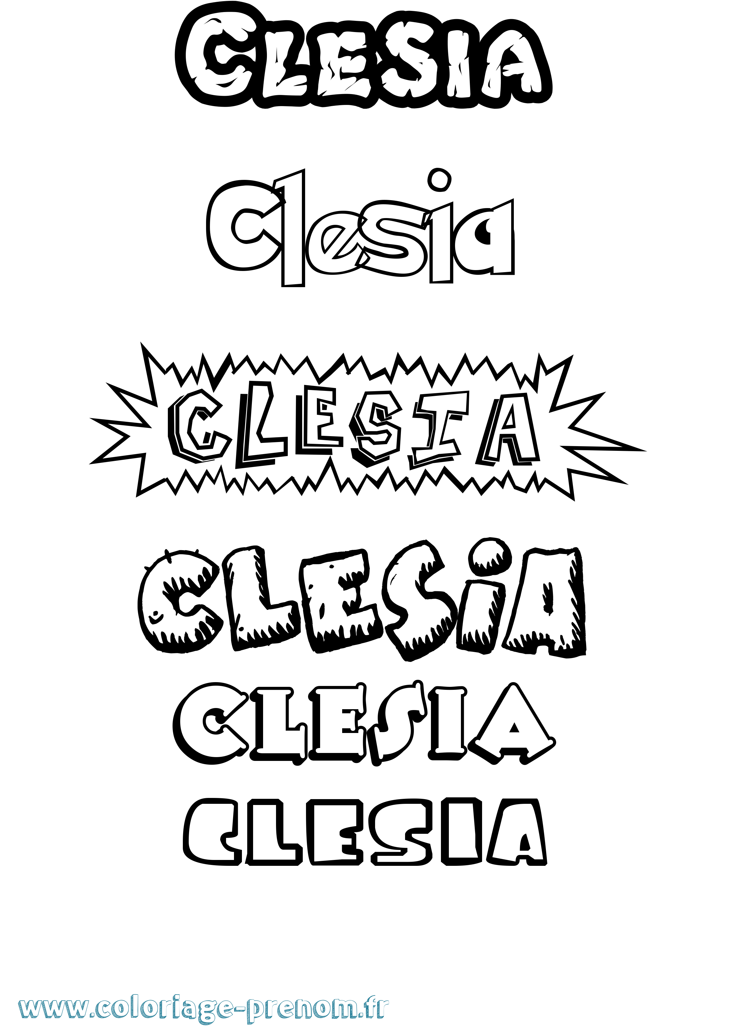 Coloriage Clesia Dessin Animé Coloriage prénom Clesia Dessin Animé