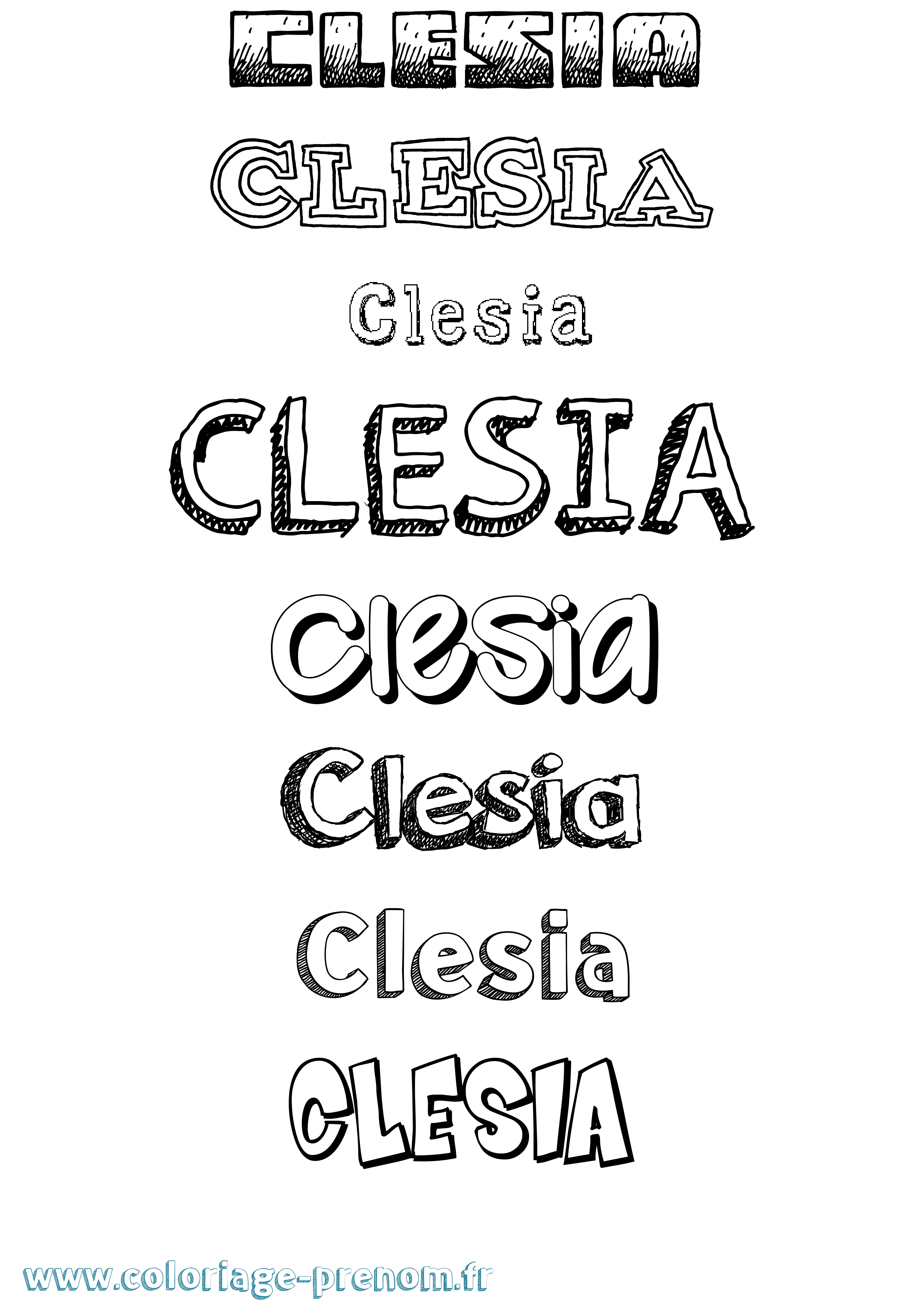 Coloriage Clesia Dessiné Coloriage prénom Clesia Dessiné