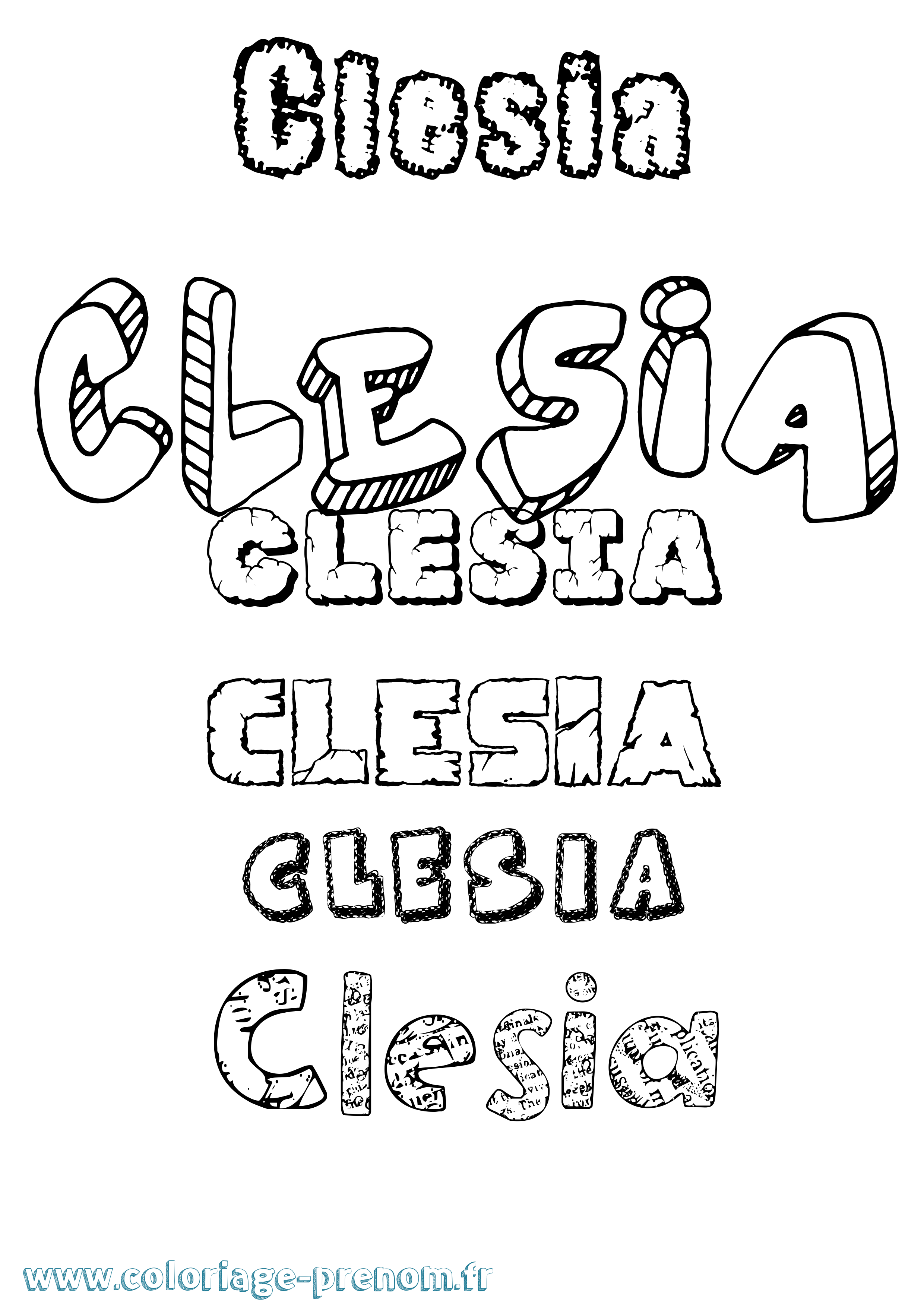 Coloriage Clesia Destructuré Coloriage prénom Clesia Destructuré