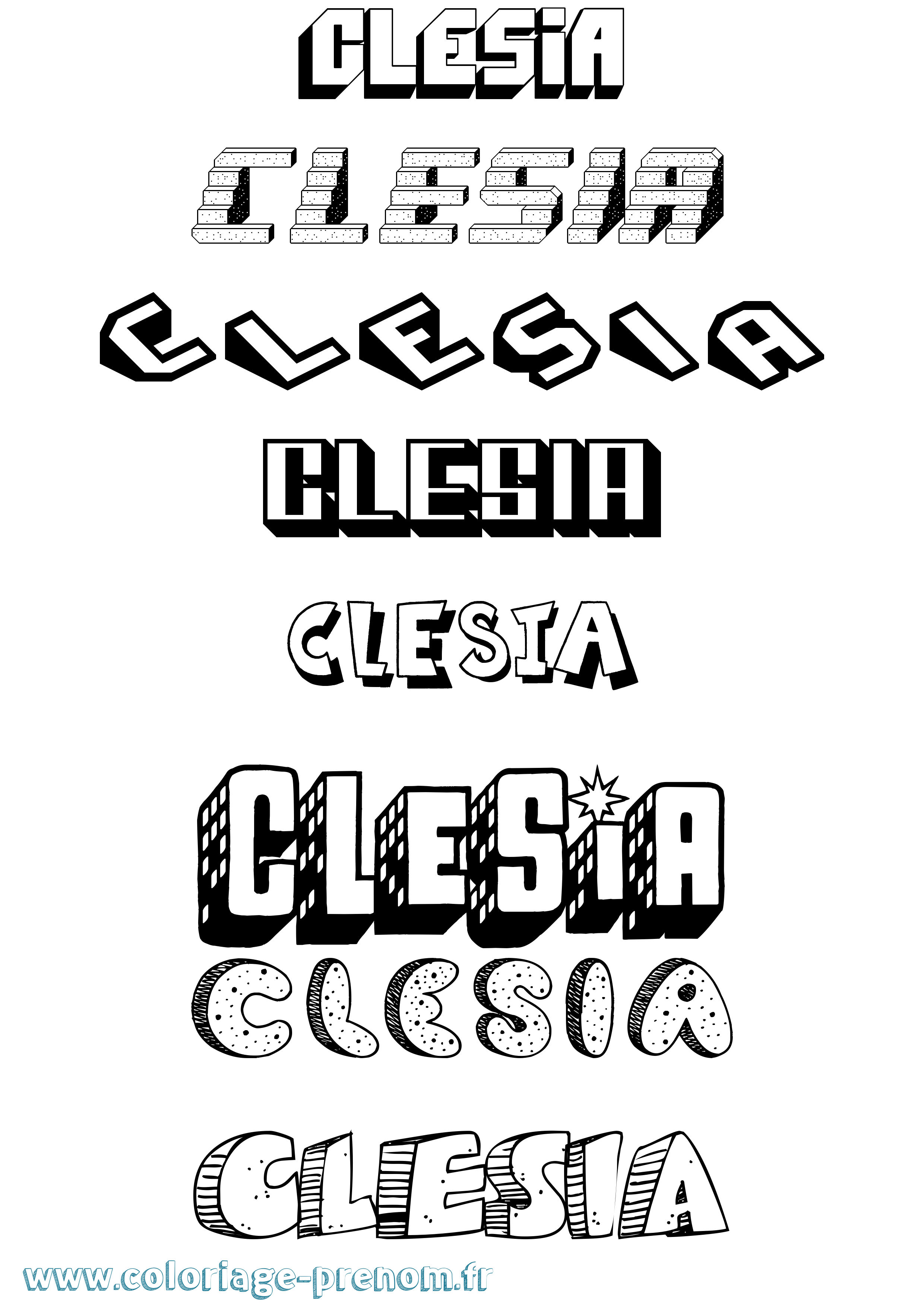 Coloriage Clesia Effet 3D Coloriage prénom Clesia Effet 3D