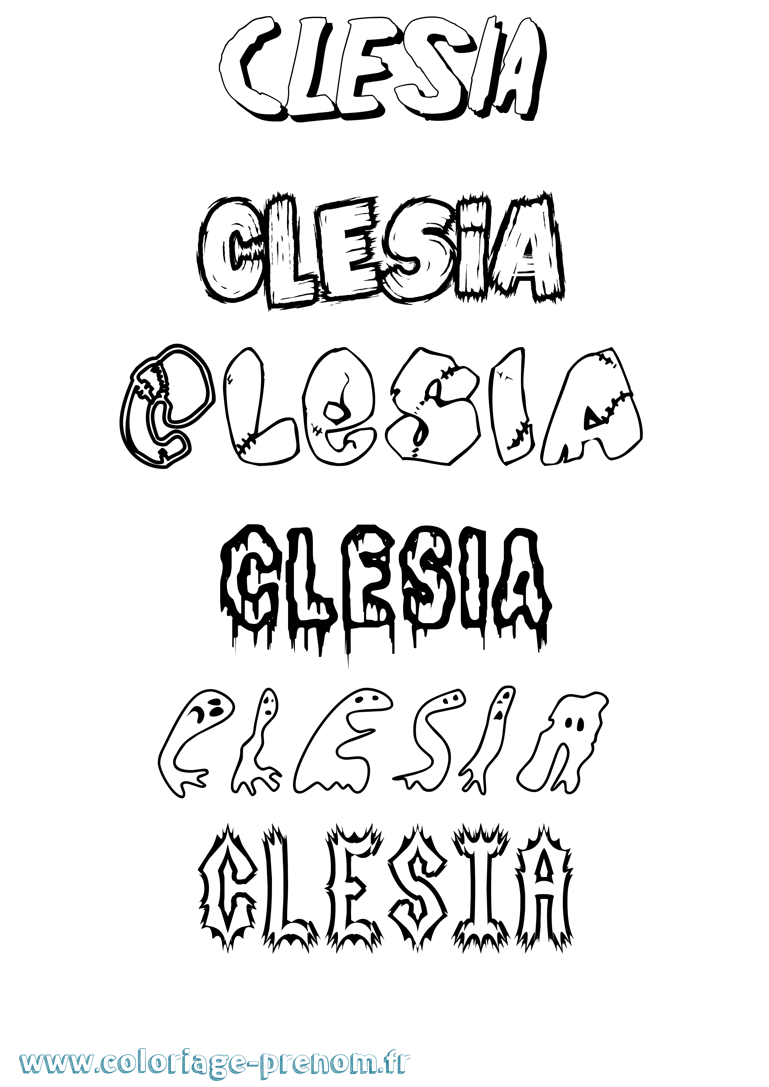Coloriage Clesia Frisson Coloriage prénom Clesia Frisson