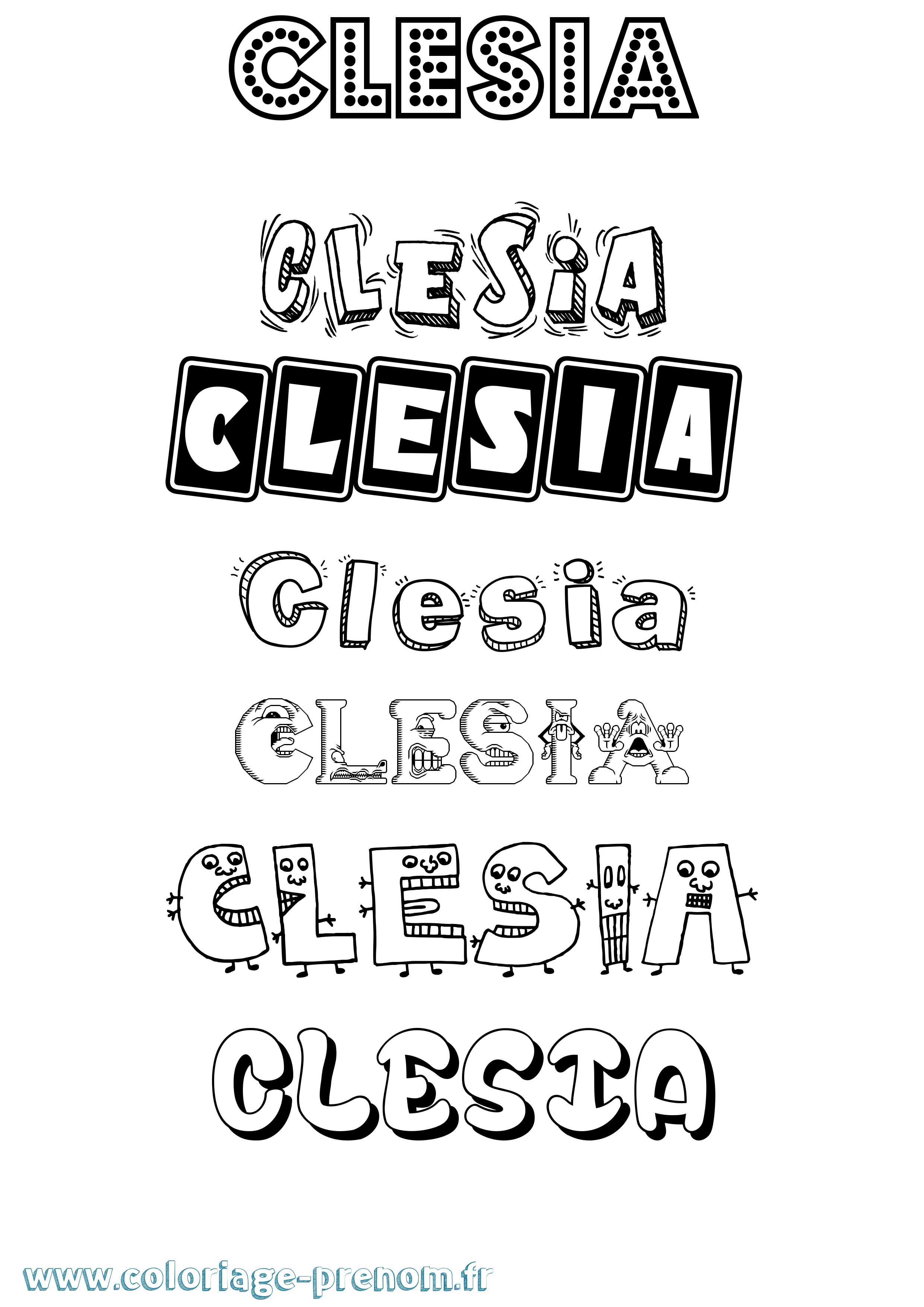 Coloriage Clesia Fun Coloriage prénom Clesia Fun