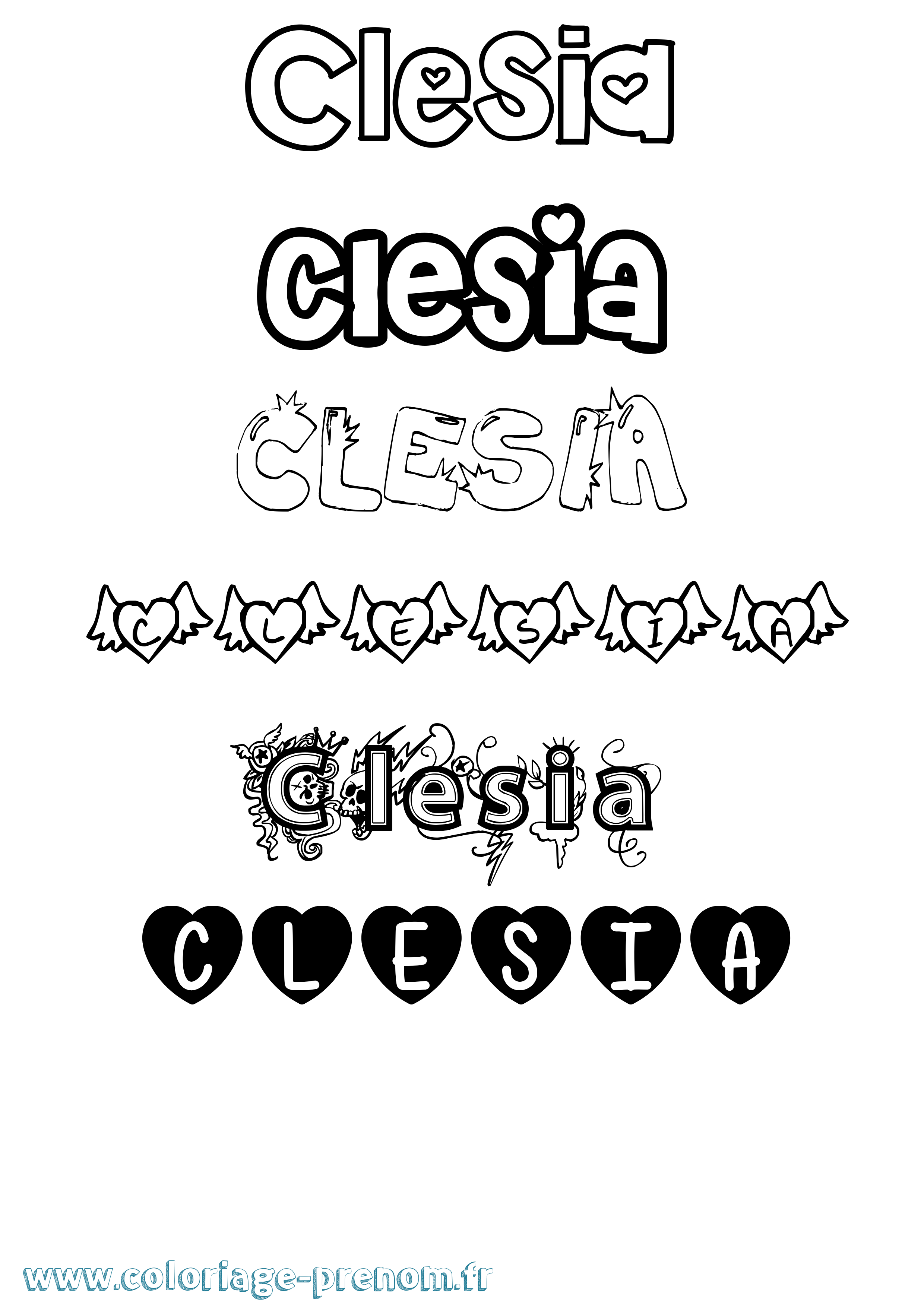 Coloriage Clesia Girly Coloriage prénom Clesia Girly