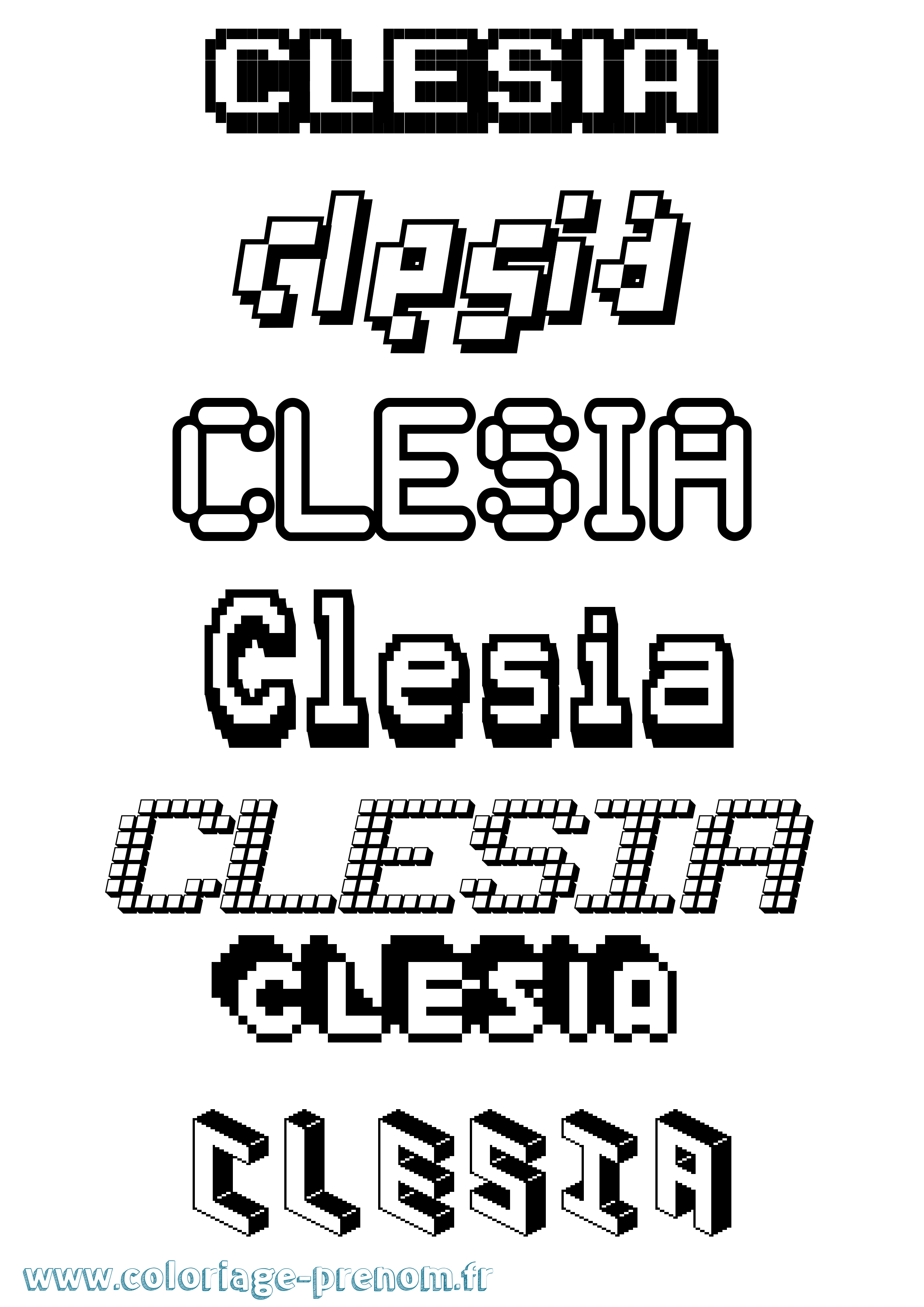 Coloriage Clesia Pixel Coloriage prénom Clesia Pixel
