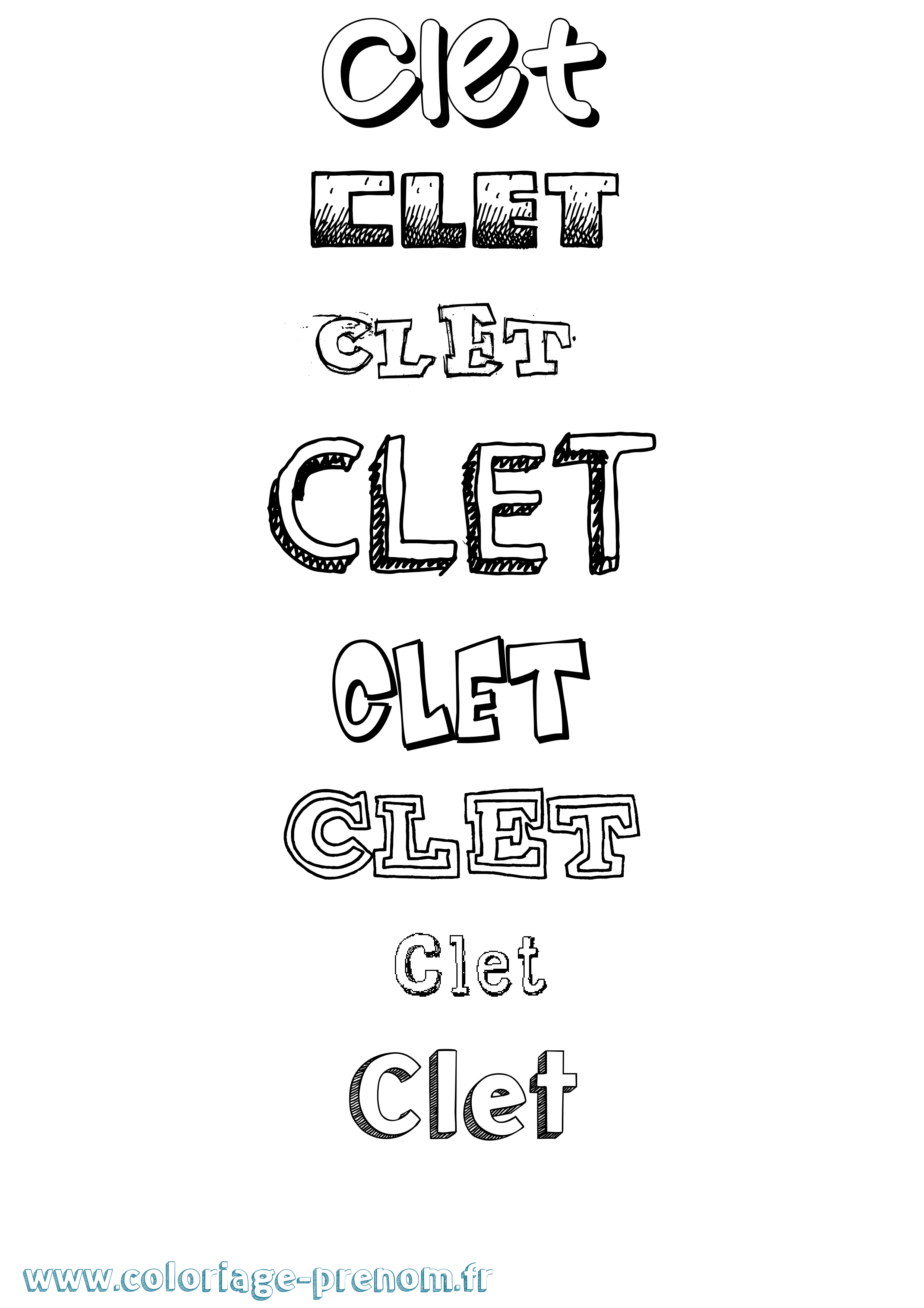 Coloriage Clet Dessiné Coloriage prénom Clet Dessiné