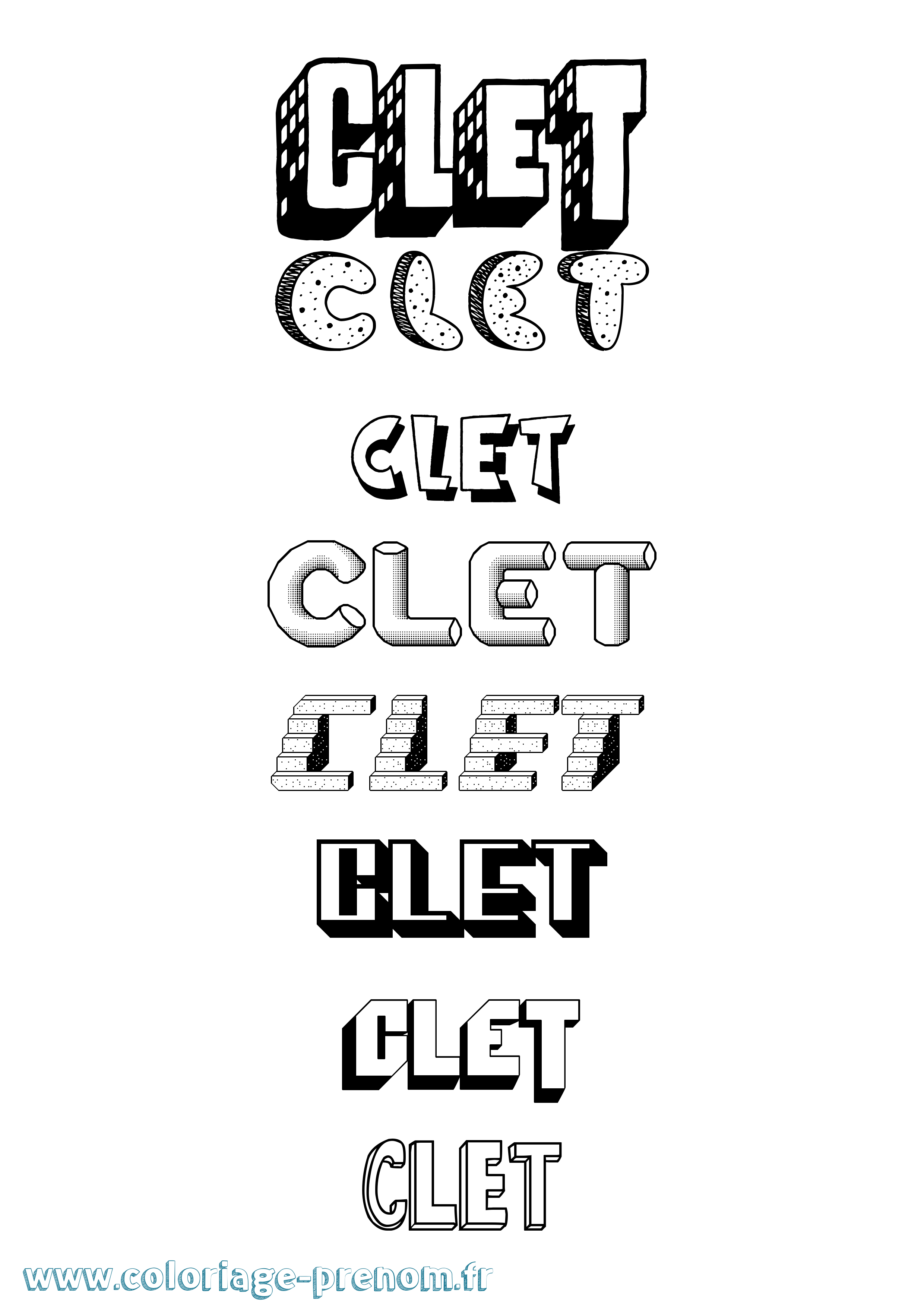 Coloriage Clet Effet 3D Coloriage prénom Clet Effet 3D