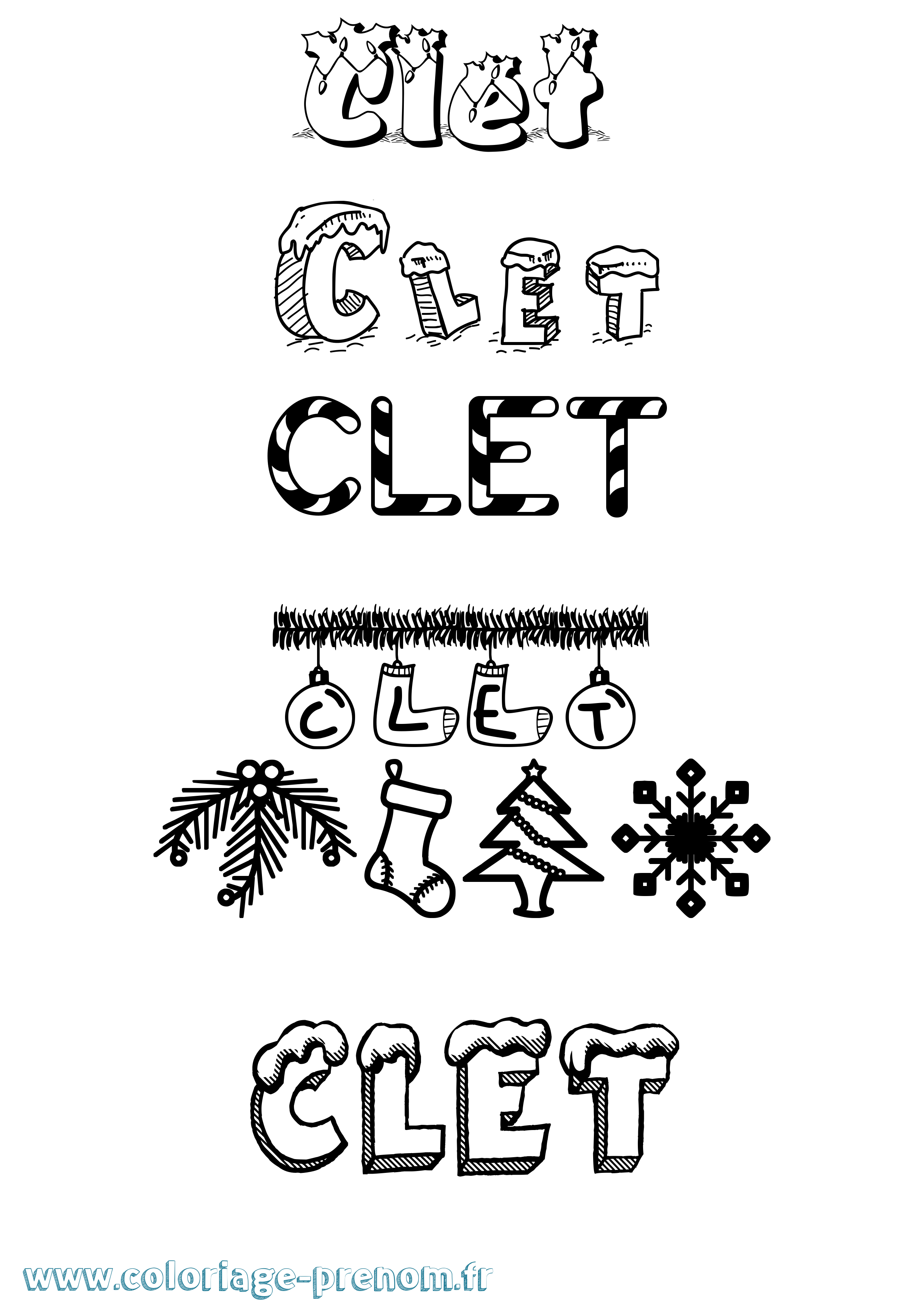 Coloriage Clet Noël Coloriage prénom Clet Noël