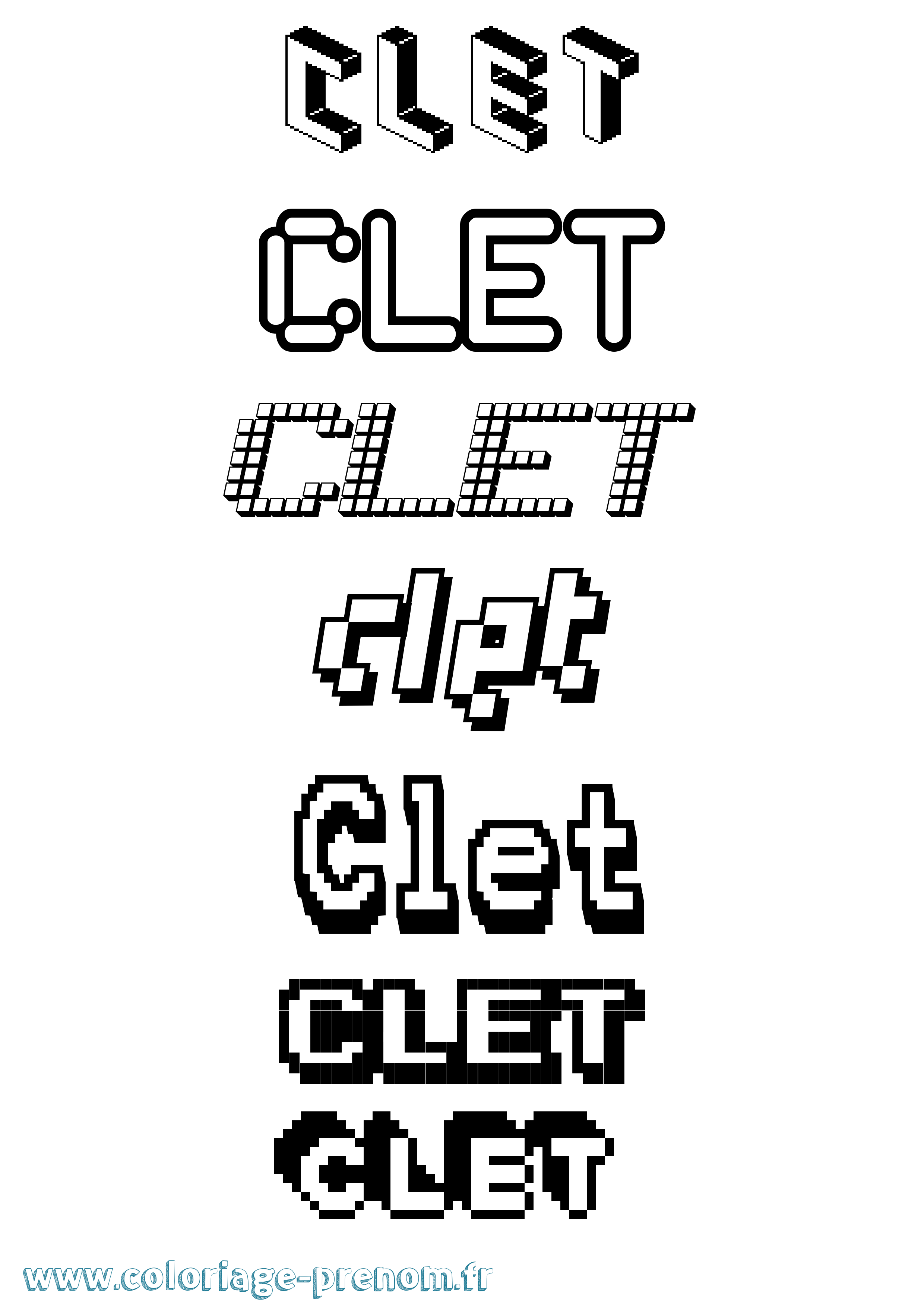 Coloriage Clet Pixel Coloriage prénom Clet Pixel