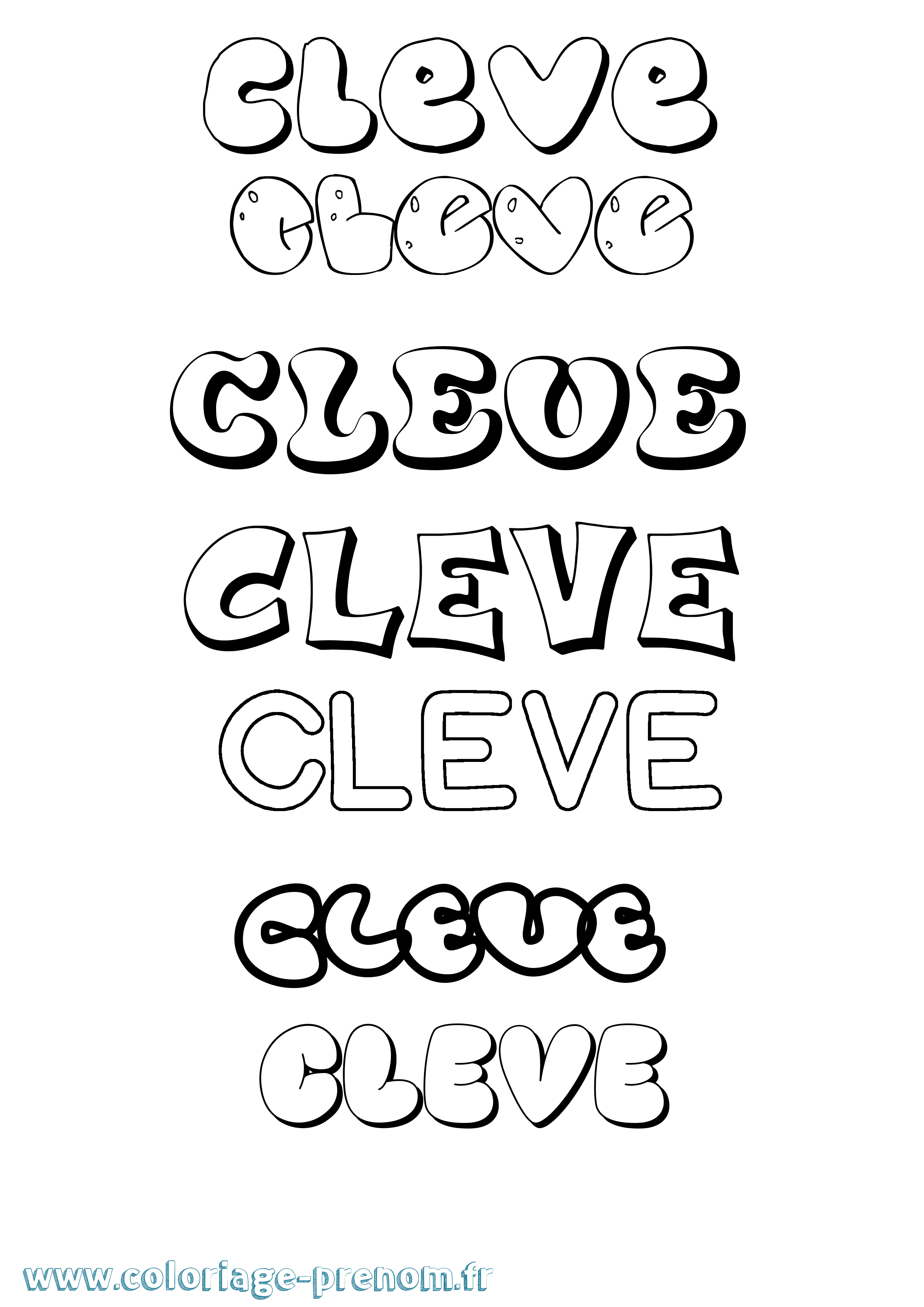 Coloriage Cleve Bubble Coloriage prénom Cleve Bubble