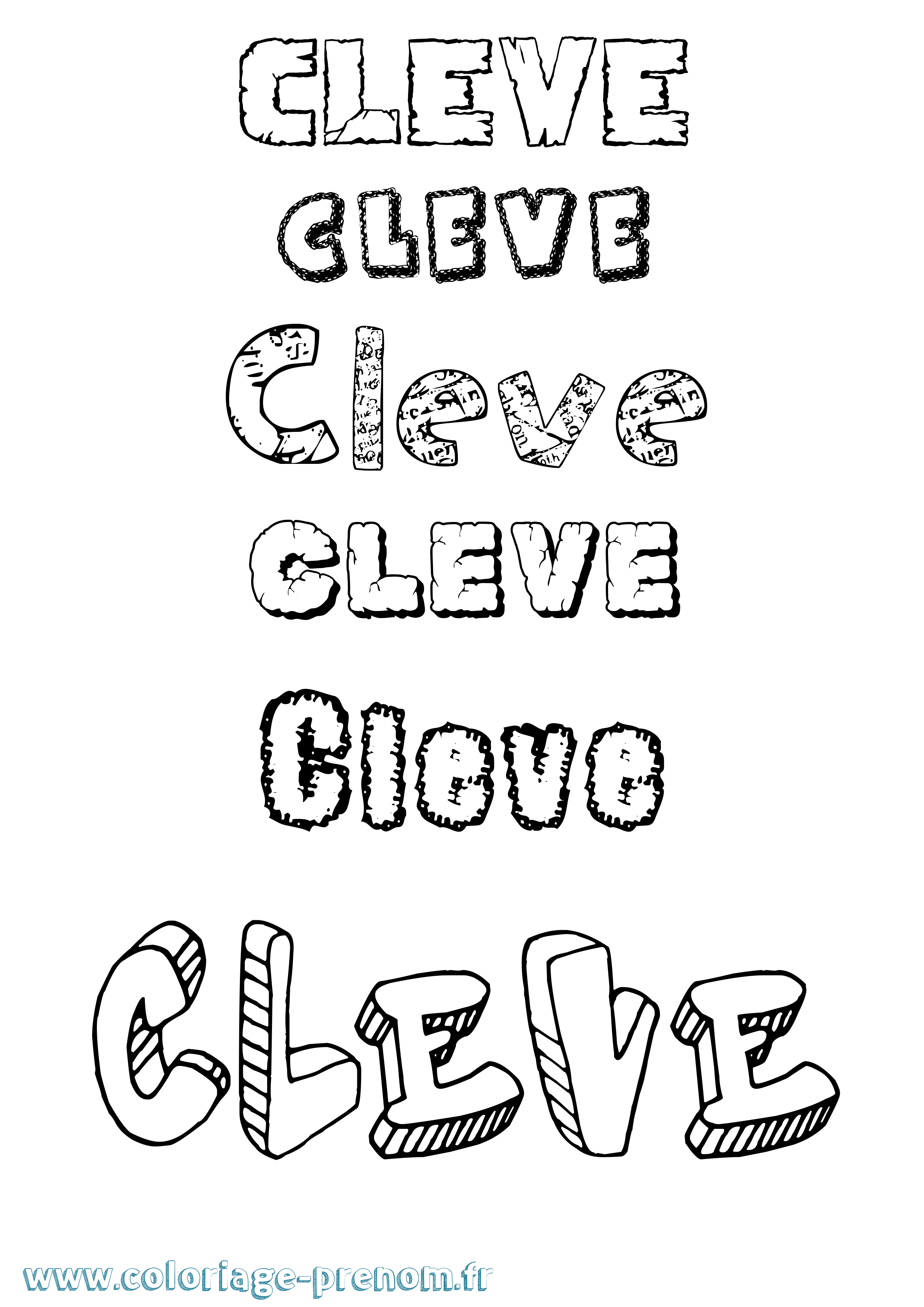 Coloriage Cleve Destructuré Coloriage prénom Cleve Destructuré