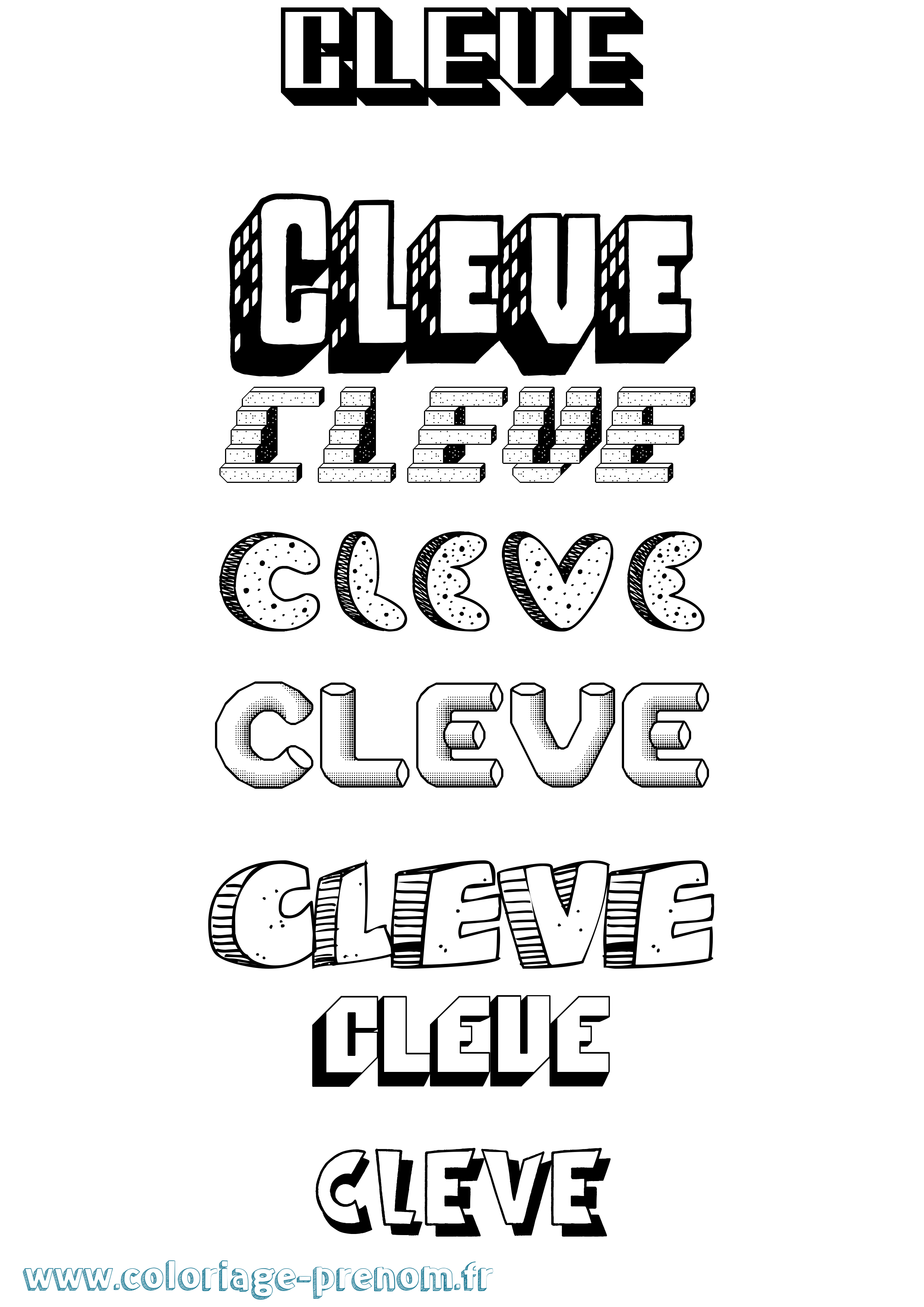 Coloriage Cleve Effet 3D Coloriage prénom Cleve Effet 3D