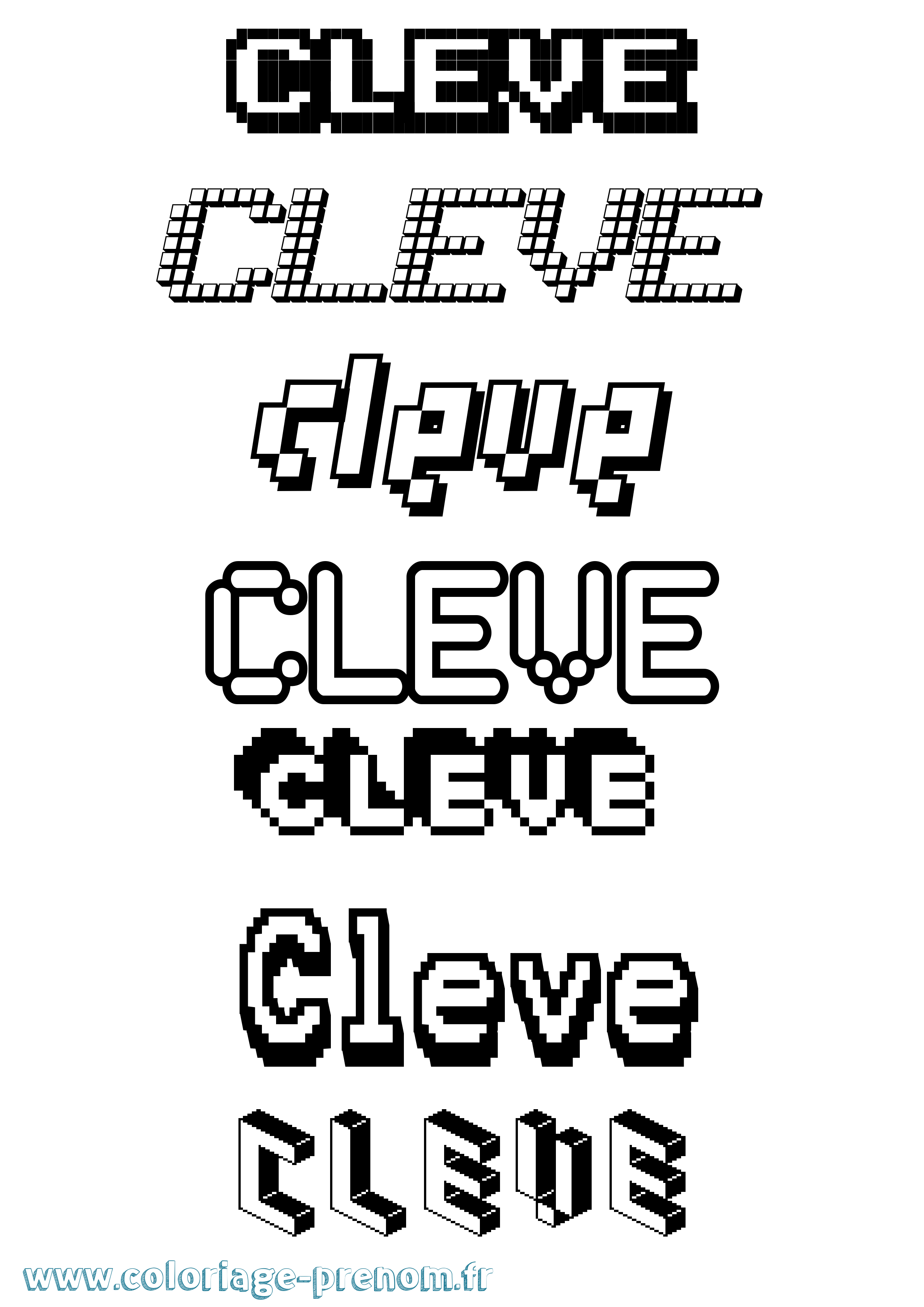 Coloriage Cleve Pixel Coloriage prénom Cleve Pixel