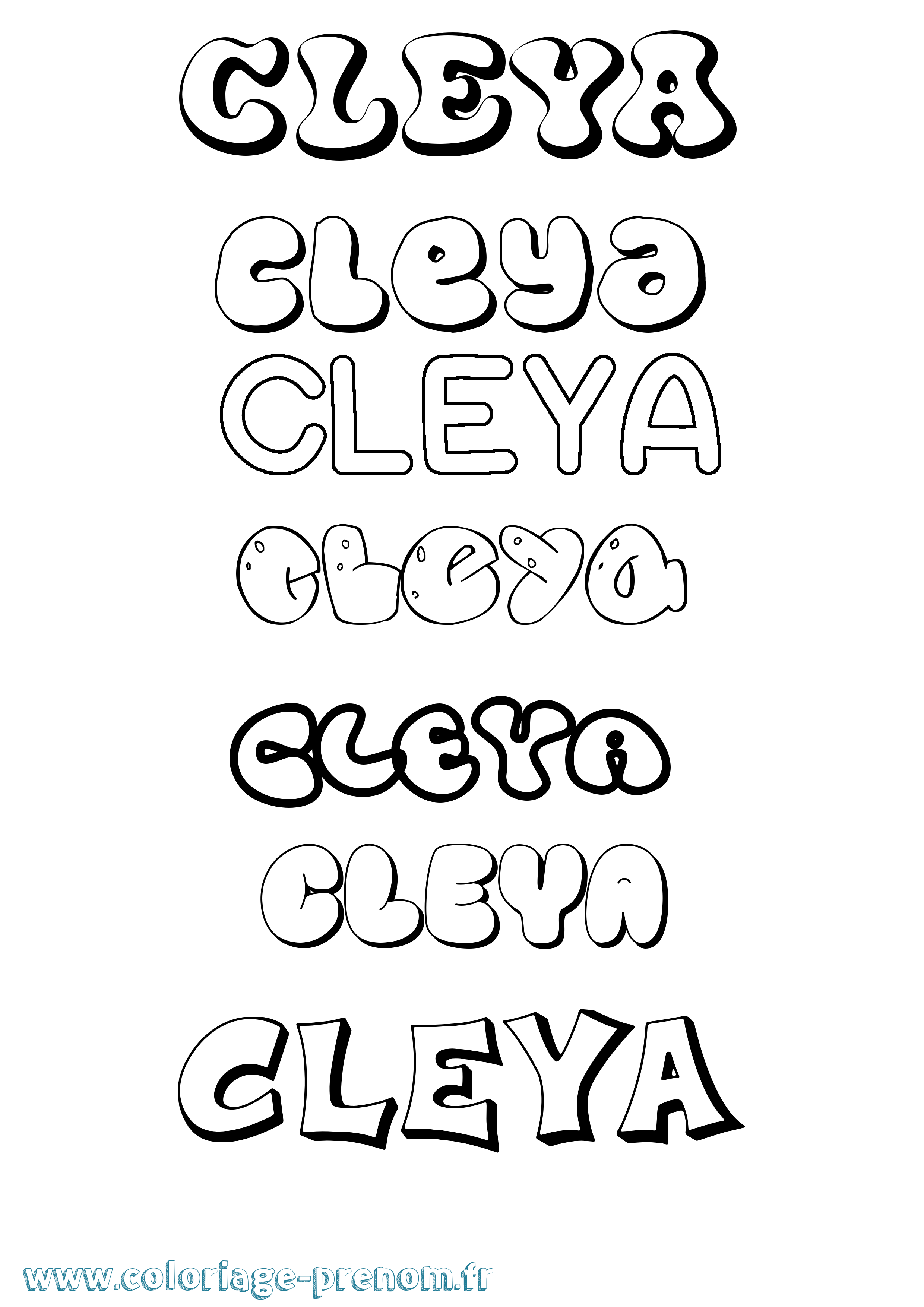 Coloriage Cleya Bubble Coloriage prénom Cleya Bubble