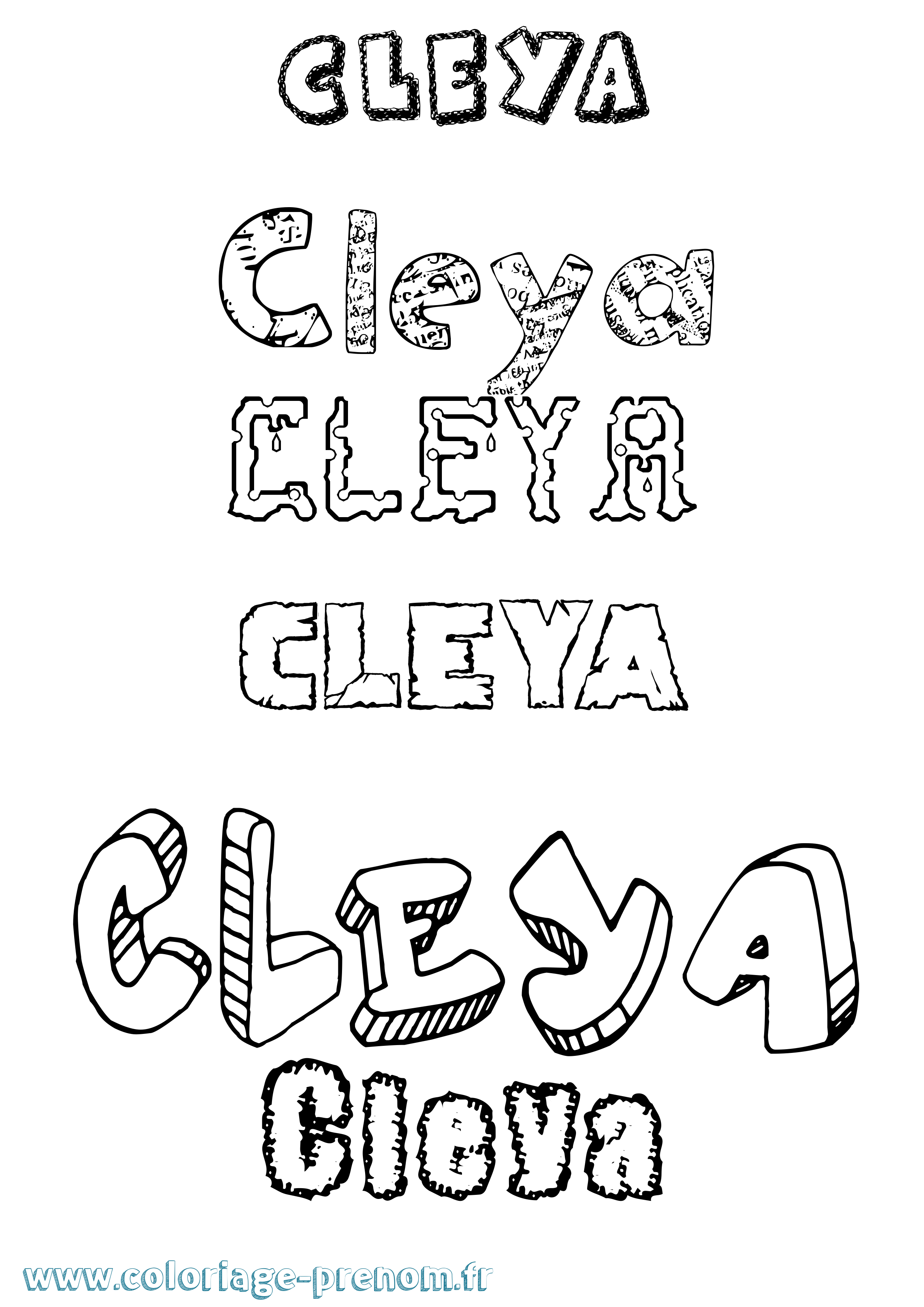 Coloriage Cleya Destructuré Coloriage prénom Cleya Destructuré
