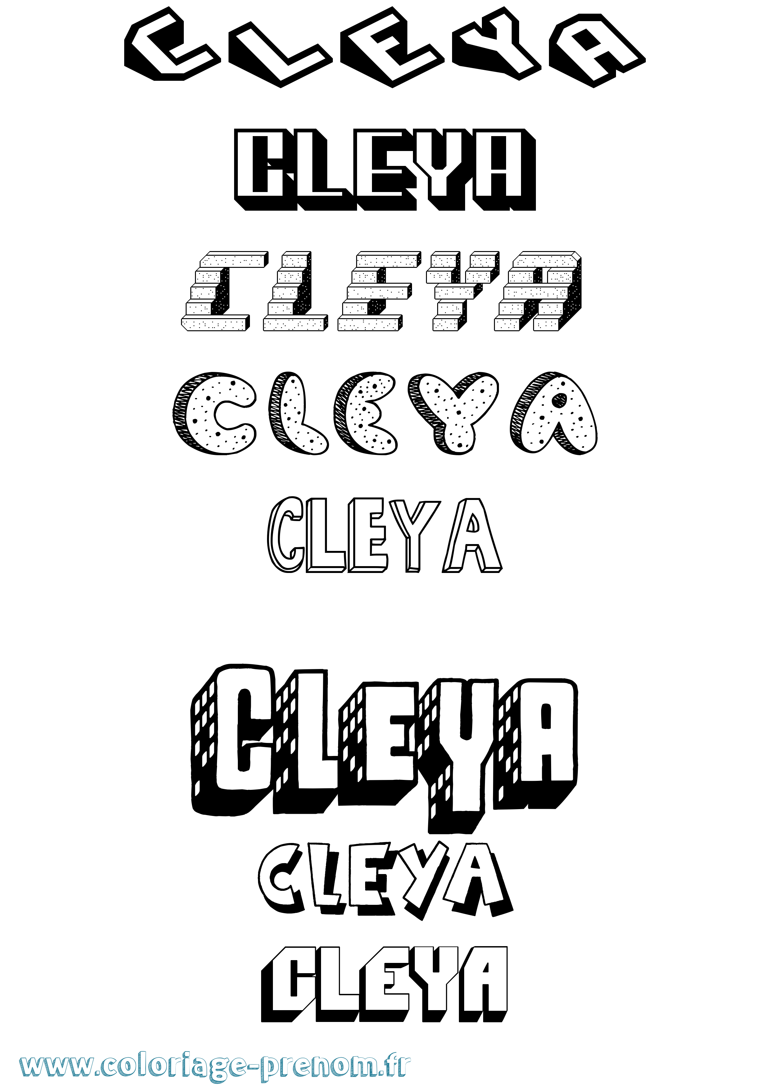 Coloriage Cleya Effet 3D Coloriage prénom Cleya Effet 3D