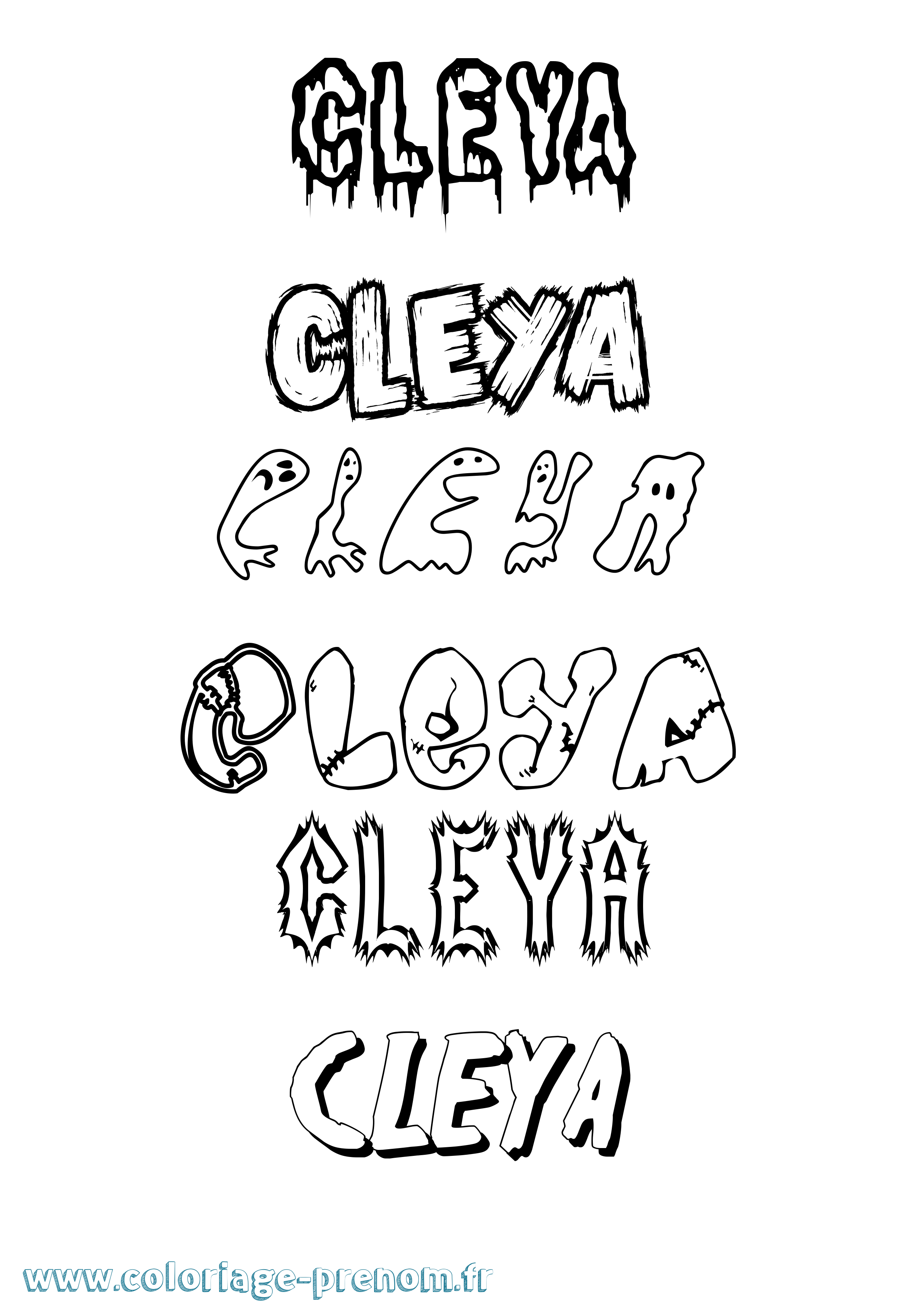 Coloriage Cleya Frisson Coloriage prénom Cleya Frisson