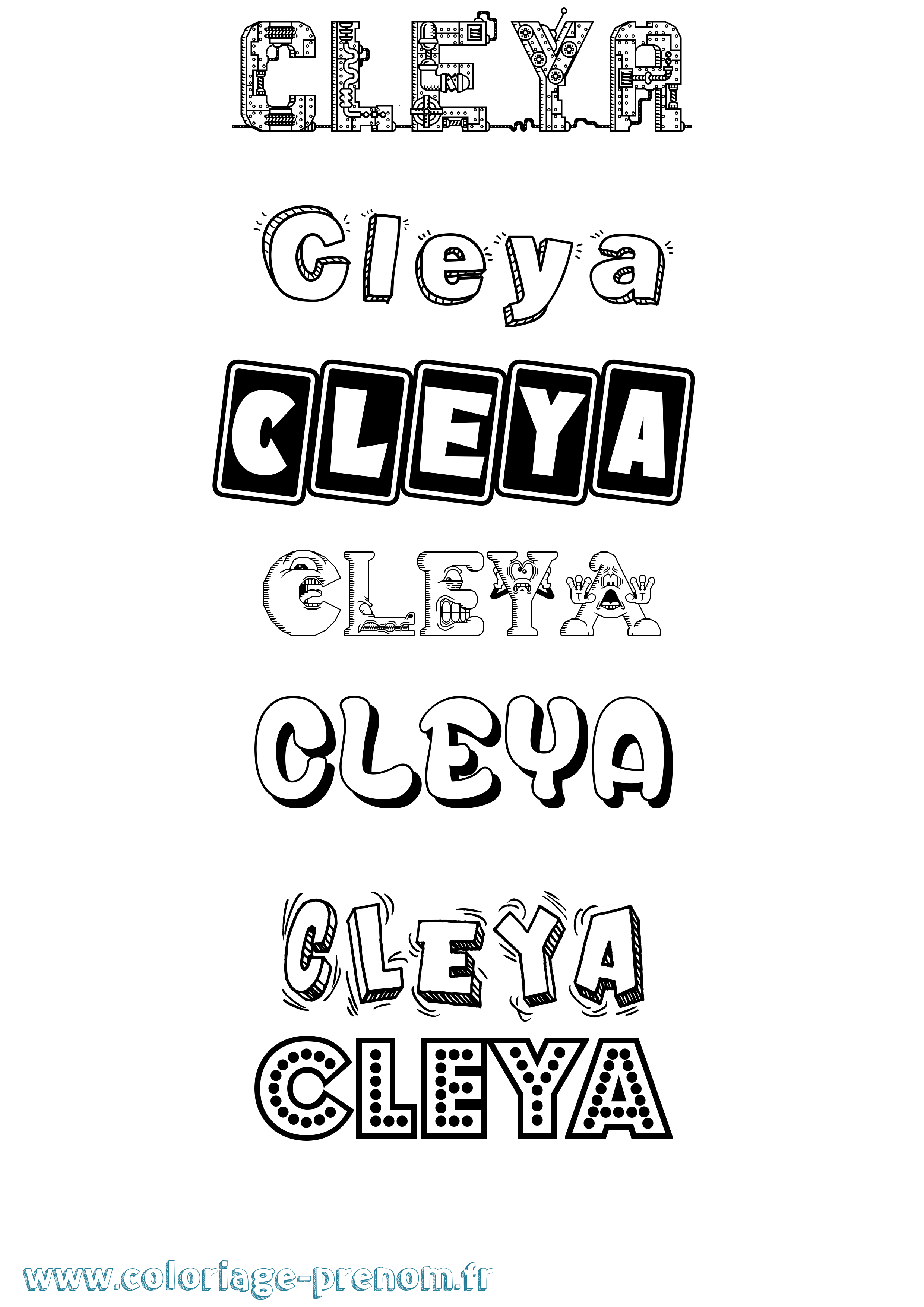 Coloriage Cleya Fun Coloriage prénom Cleya Fun