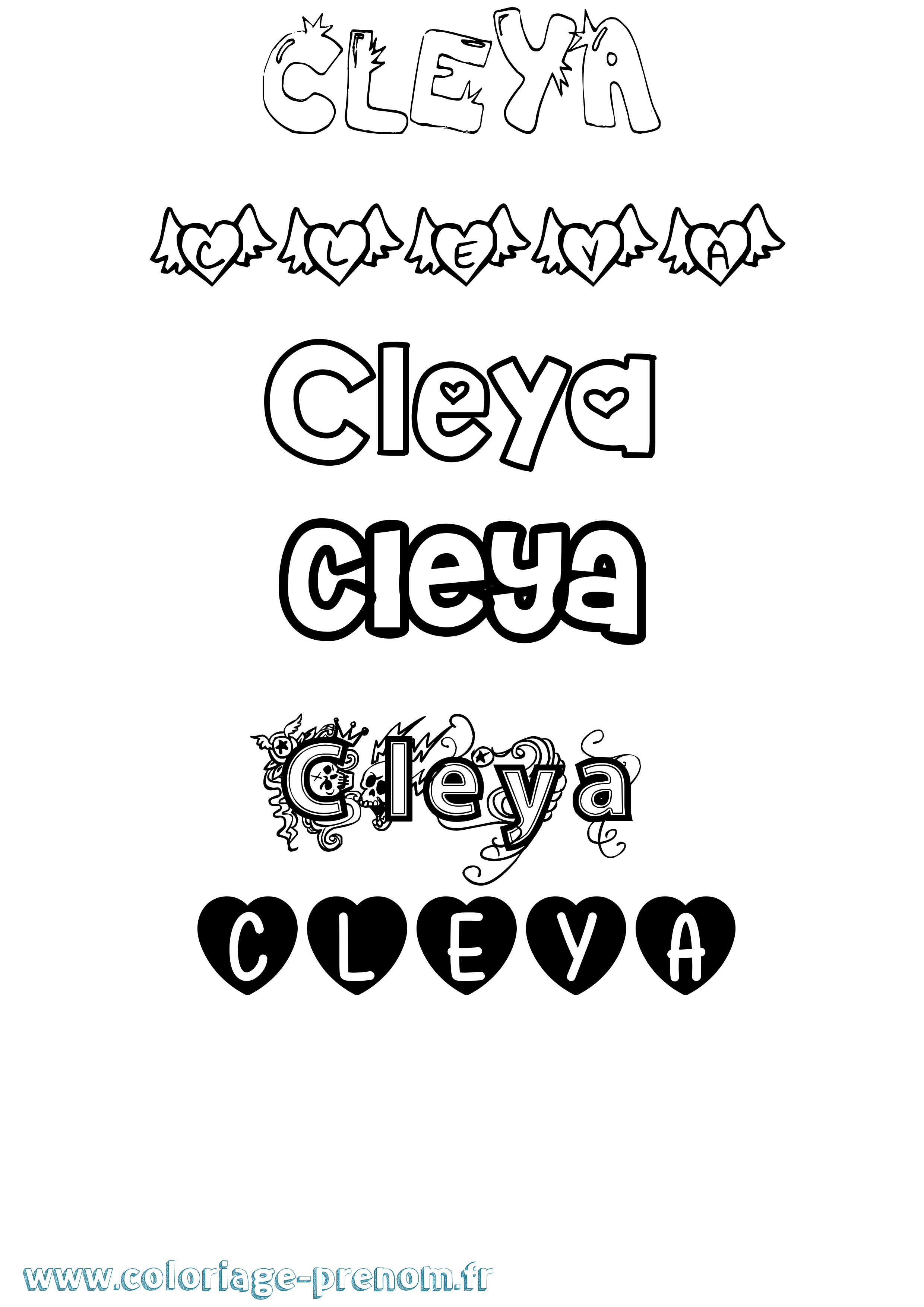Coloriage Cleya Girly Coloriage prénom Cleya Girly