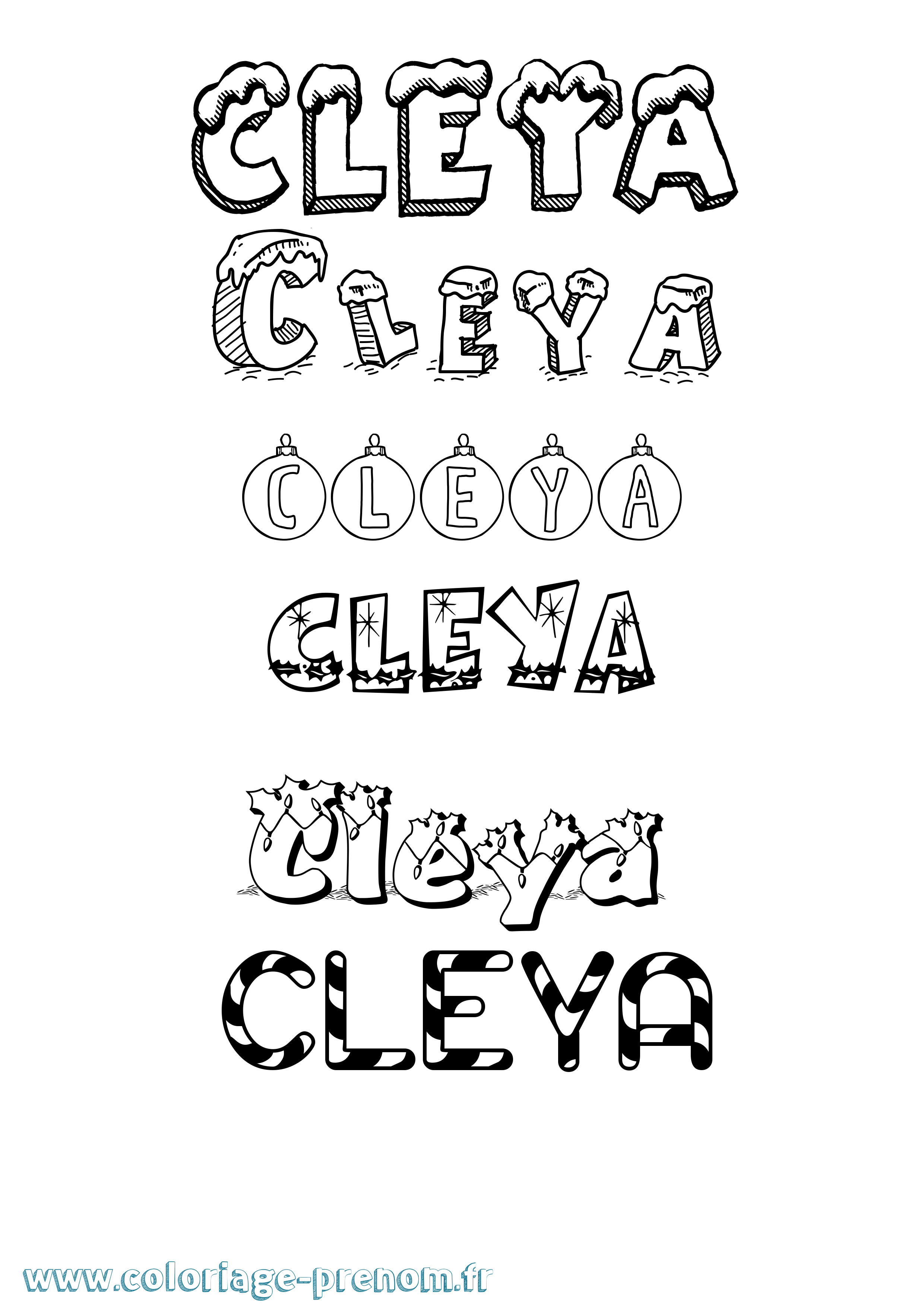 Coloriage Cleya Noël Coloriage prénom Cleya Noël
