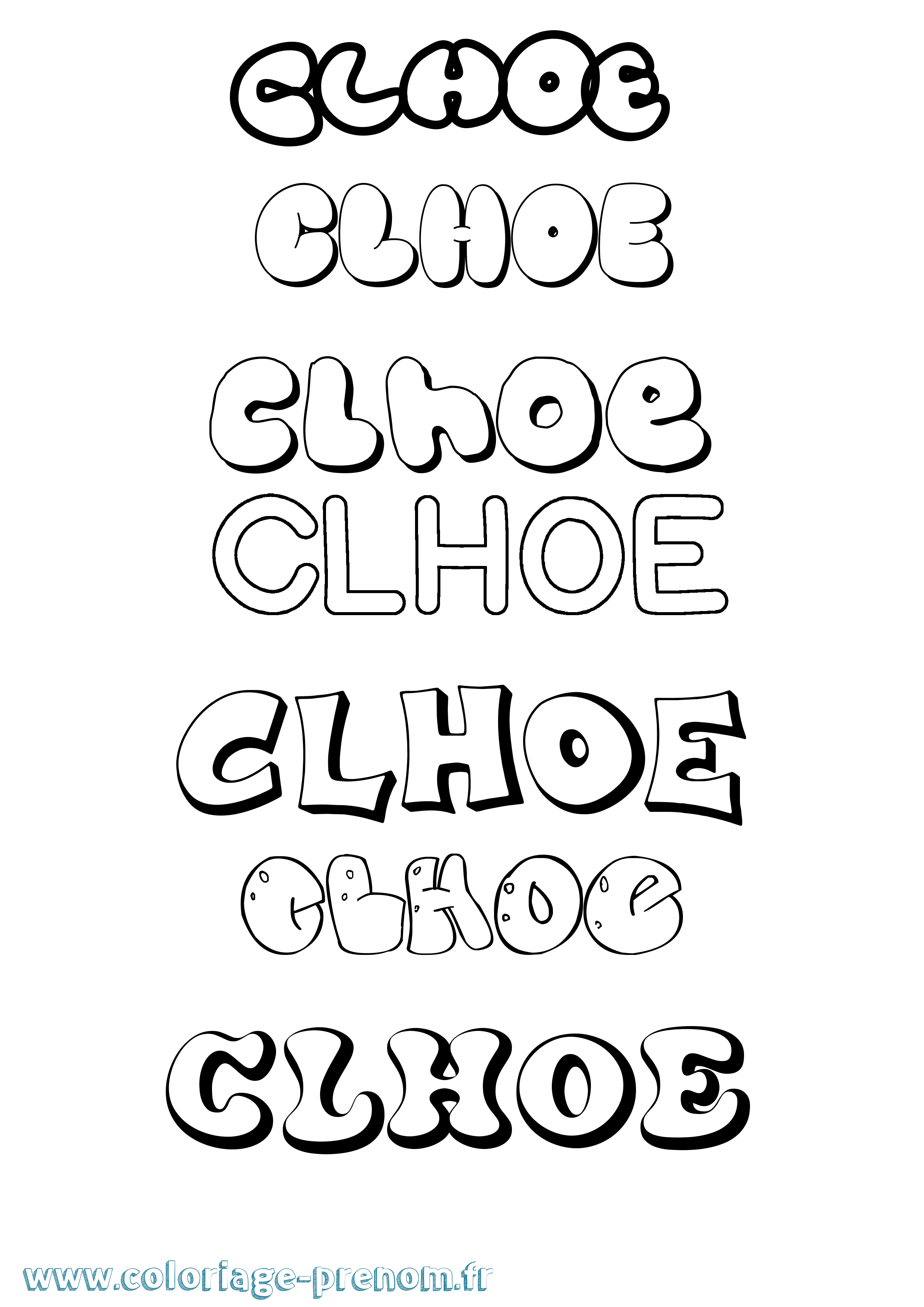 Coloriage Clhoe Bubble Coloriage prénom Clhoe Bubble