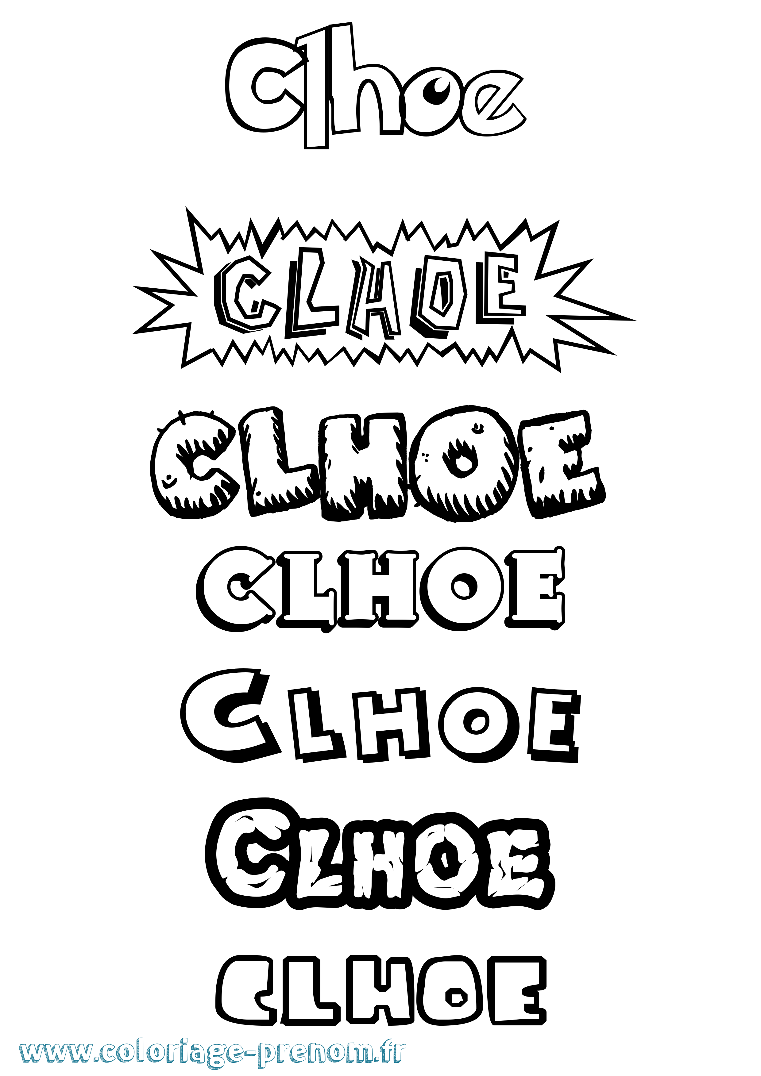 Coloriage Clhoe Dessin Animé Coloriage prénom Clhoe Dessin Animé
