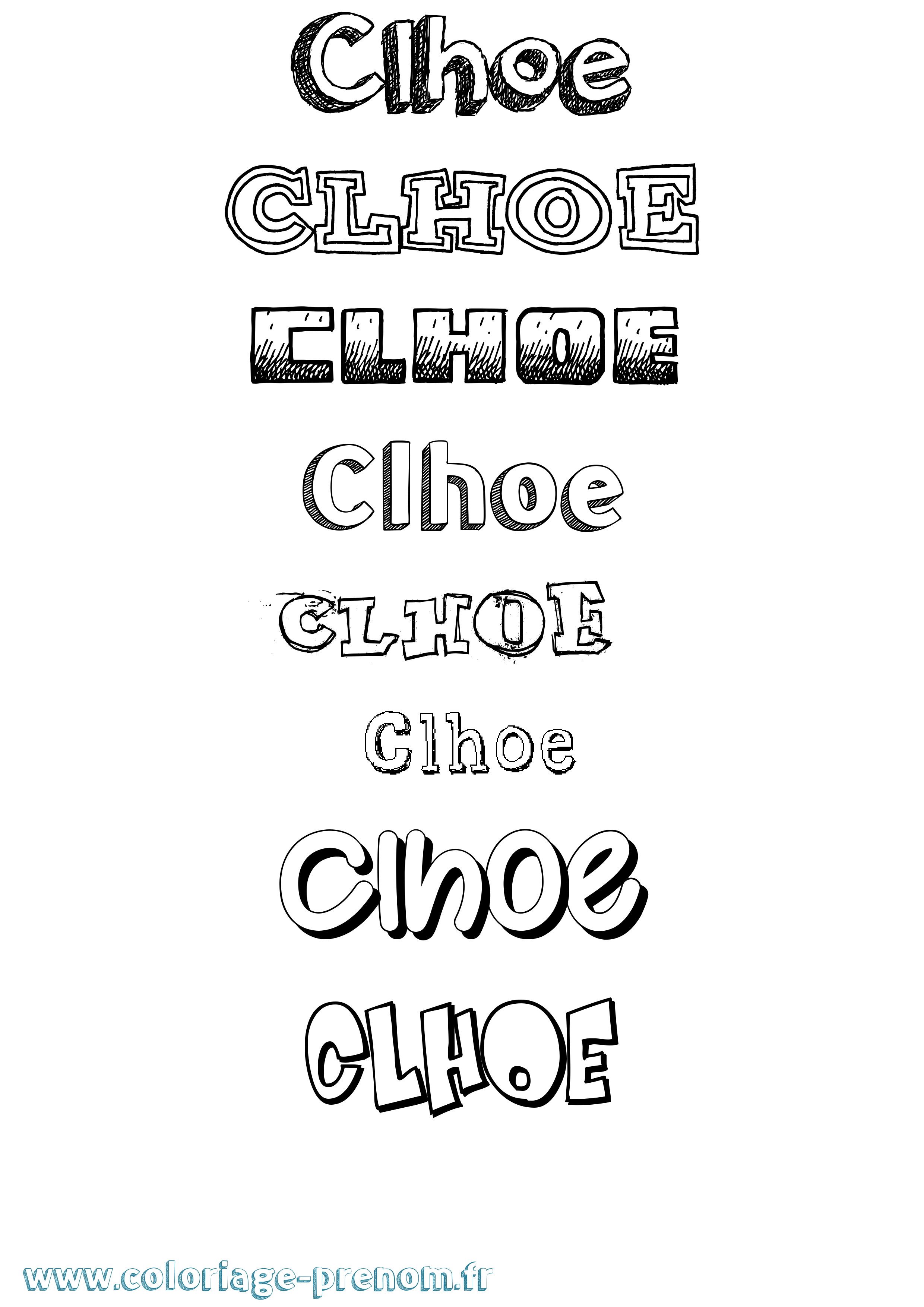 Coloriage Clhoe Dessiné Coloriage prénom Clhoe Dessiné