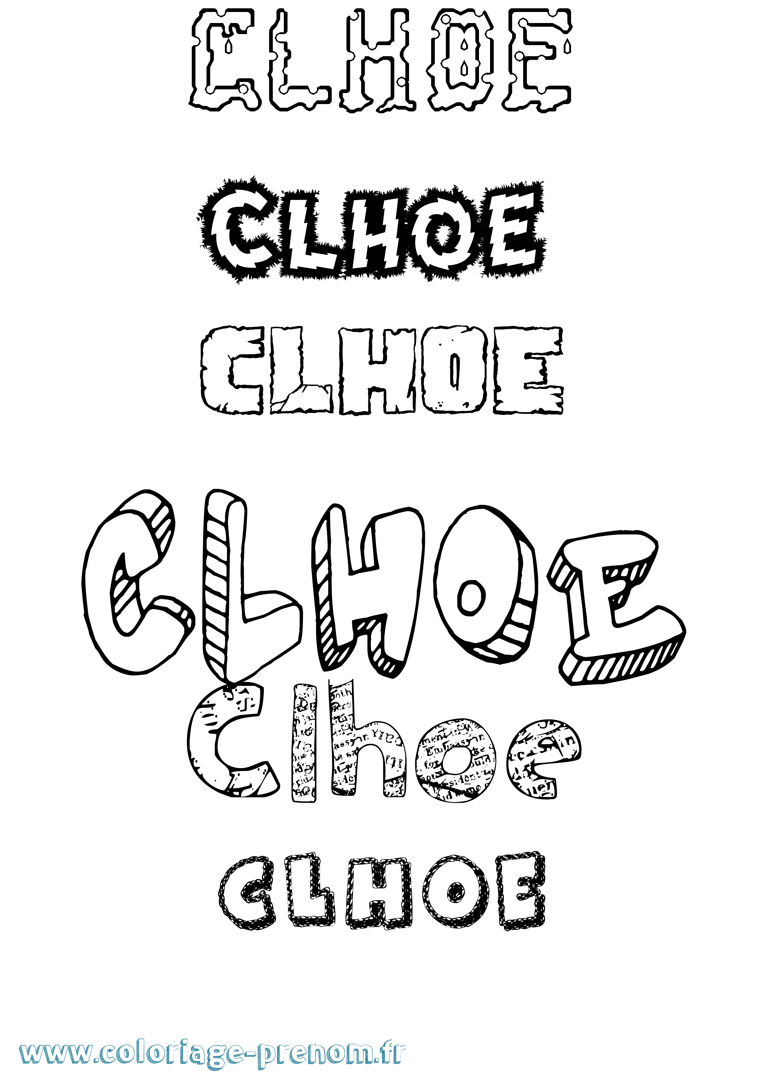 Coloriage Clhoe Destructuré Coloriage prénom Clhoe Destructuré