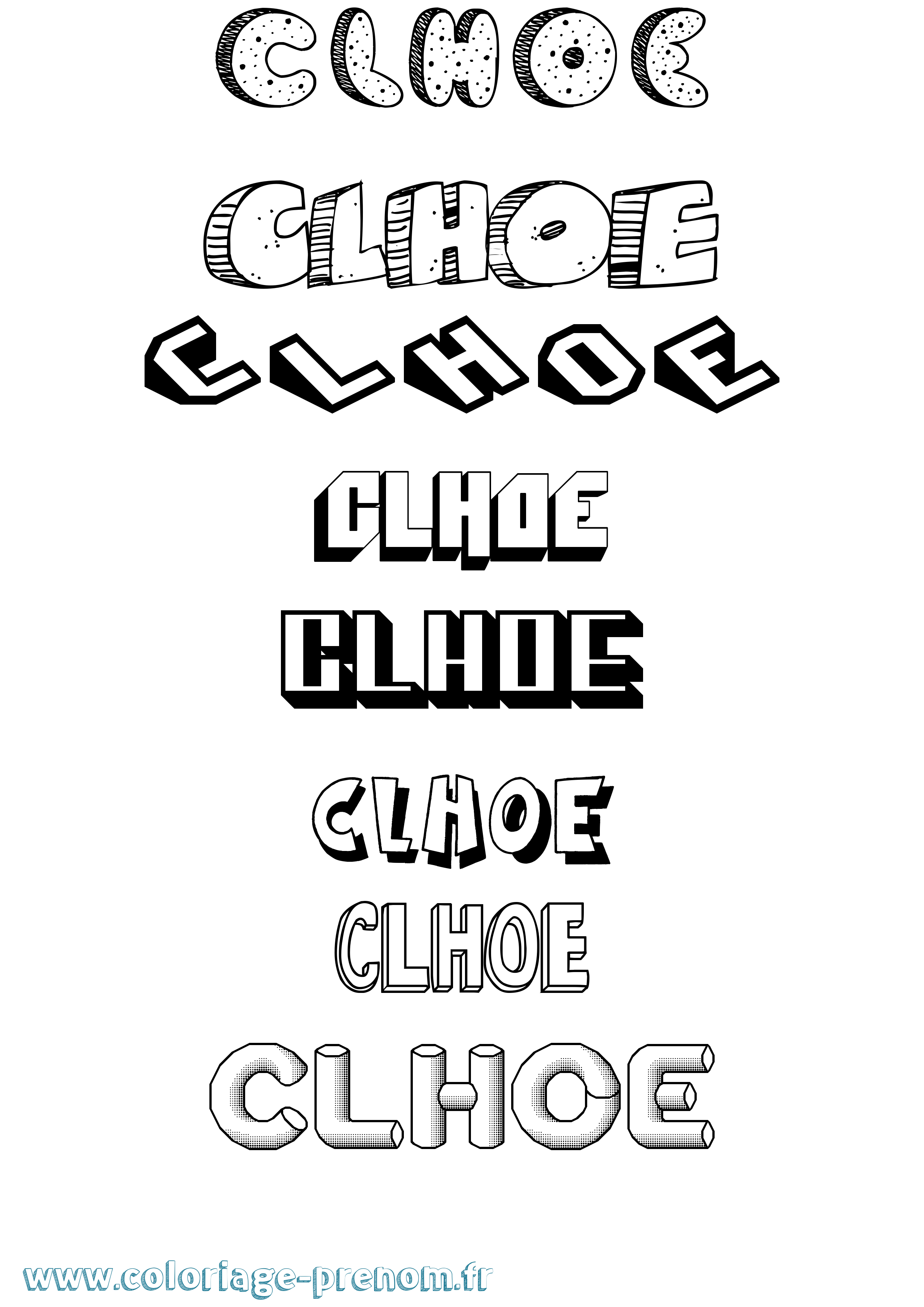 Coloriage Clhoe Effet 3D Coloriage prénom Clhoe Effet 3D
