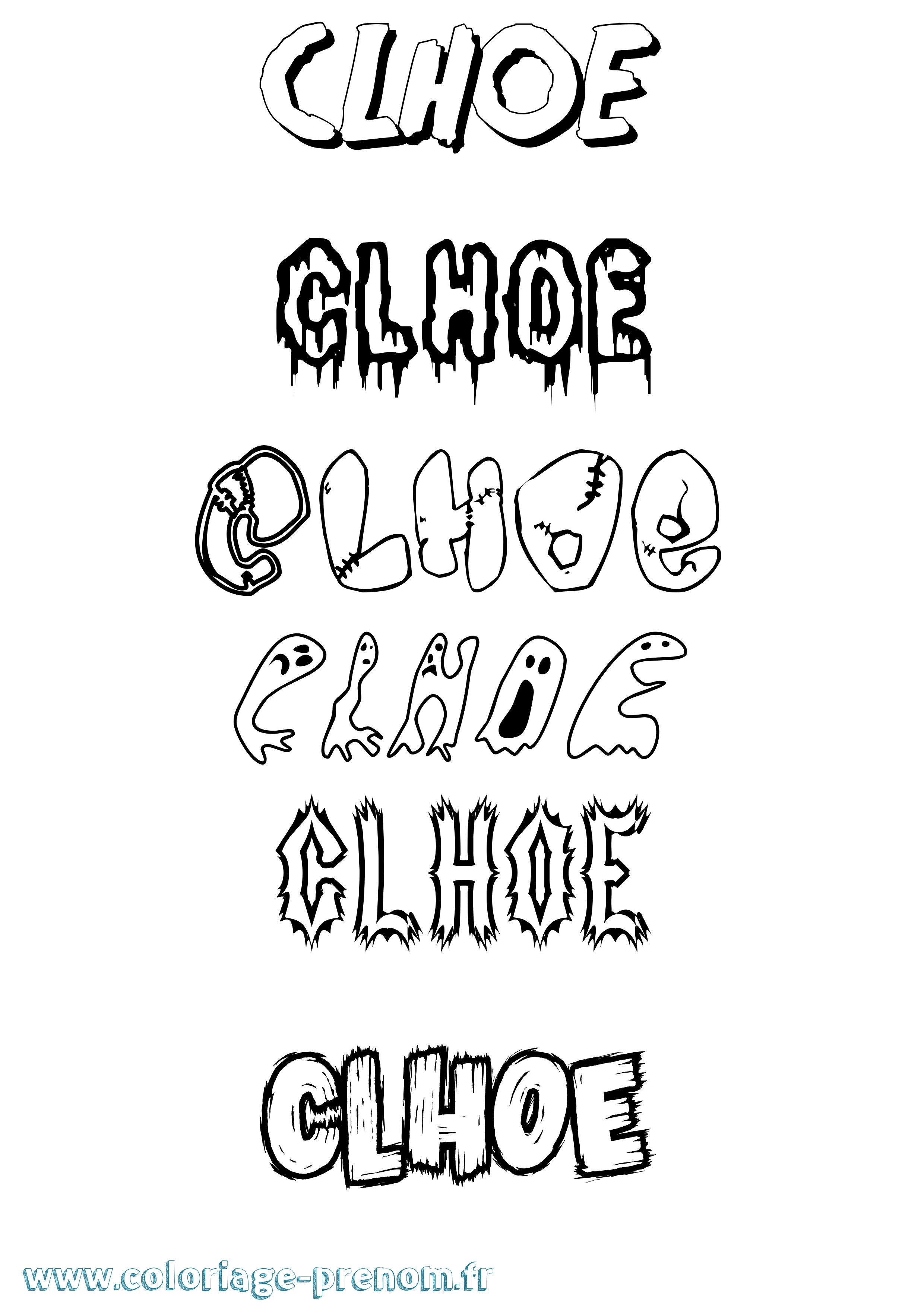 Coloriage Clhoe Frisson Coloriage prénom Clhoe Frisson