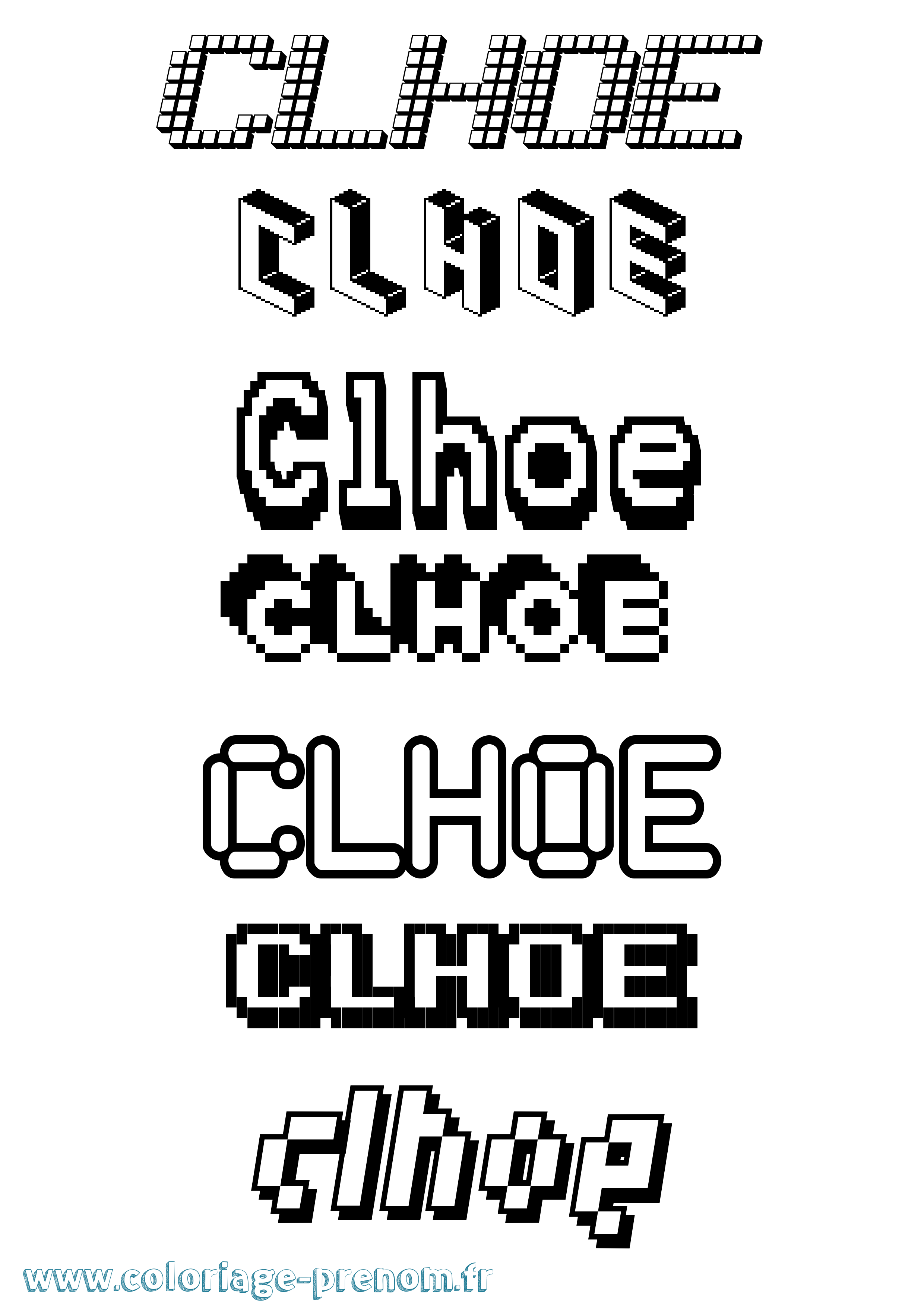 Coloriage Clhoe Pixel Coloriage prénom Clhoe Pixel