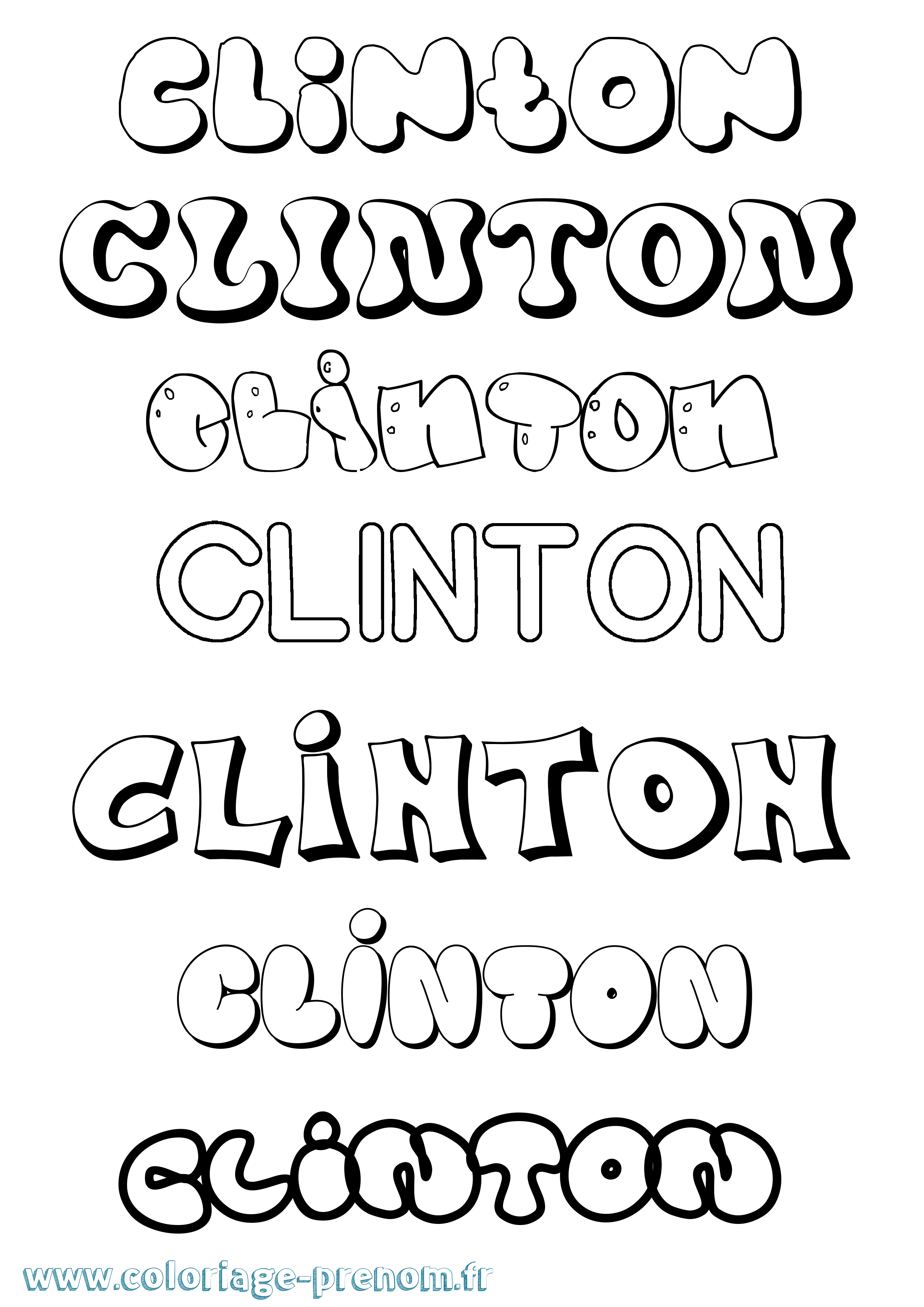 Coloriage Clinton Bubble Coloriage prénom Clinton Bubble
